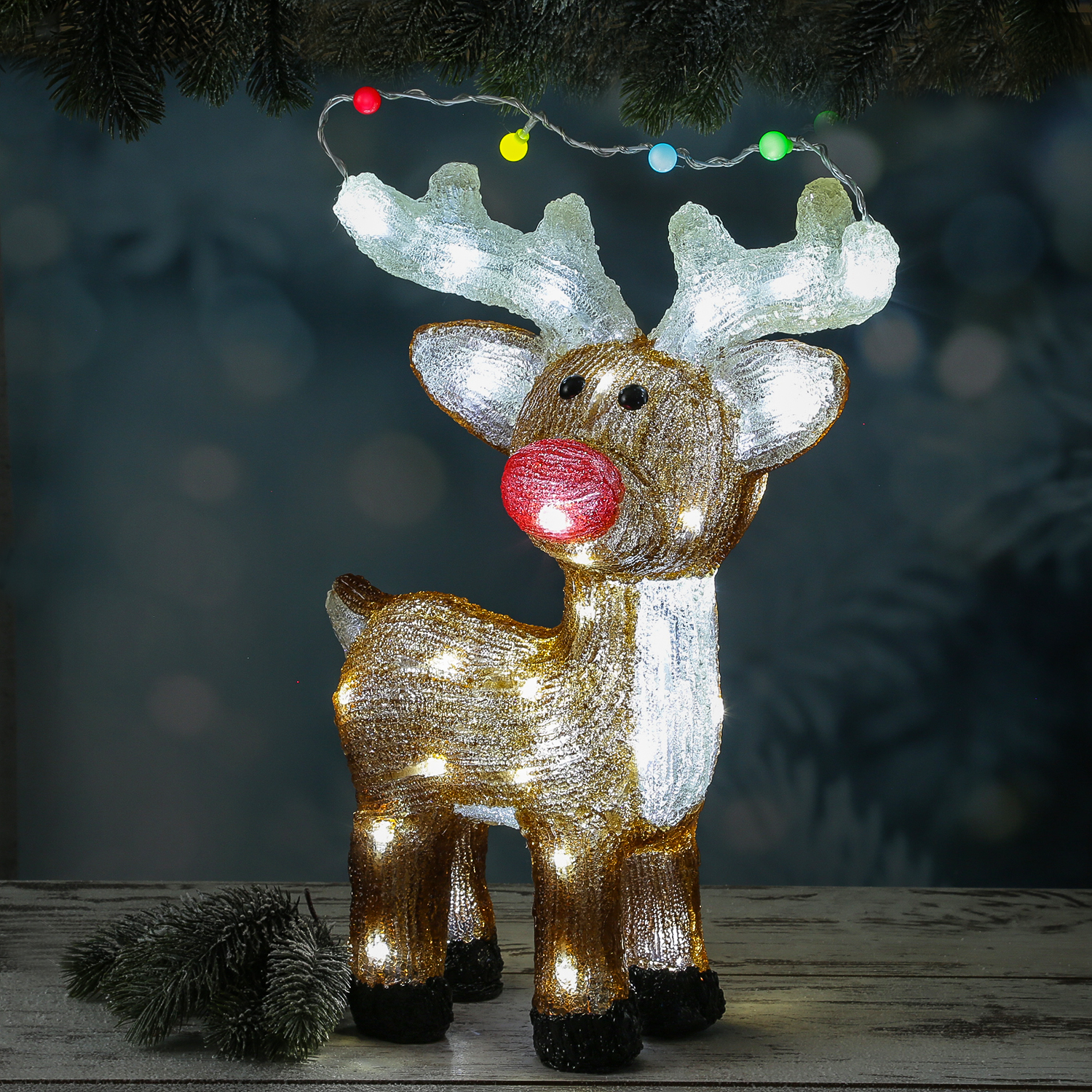 LED Rentier - Acryl Weihnachtsfigur - 48 kaltweiße LED - H: 47cm - mit Trafo - für Außen LED Rentier - Acryl Weihnachtsfigur - 48 kaltweiße LED - H: 47cm - mit Trafo - für Außen