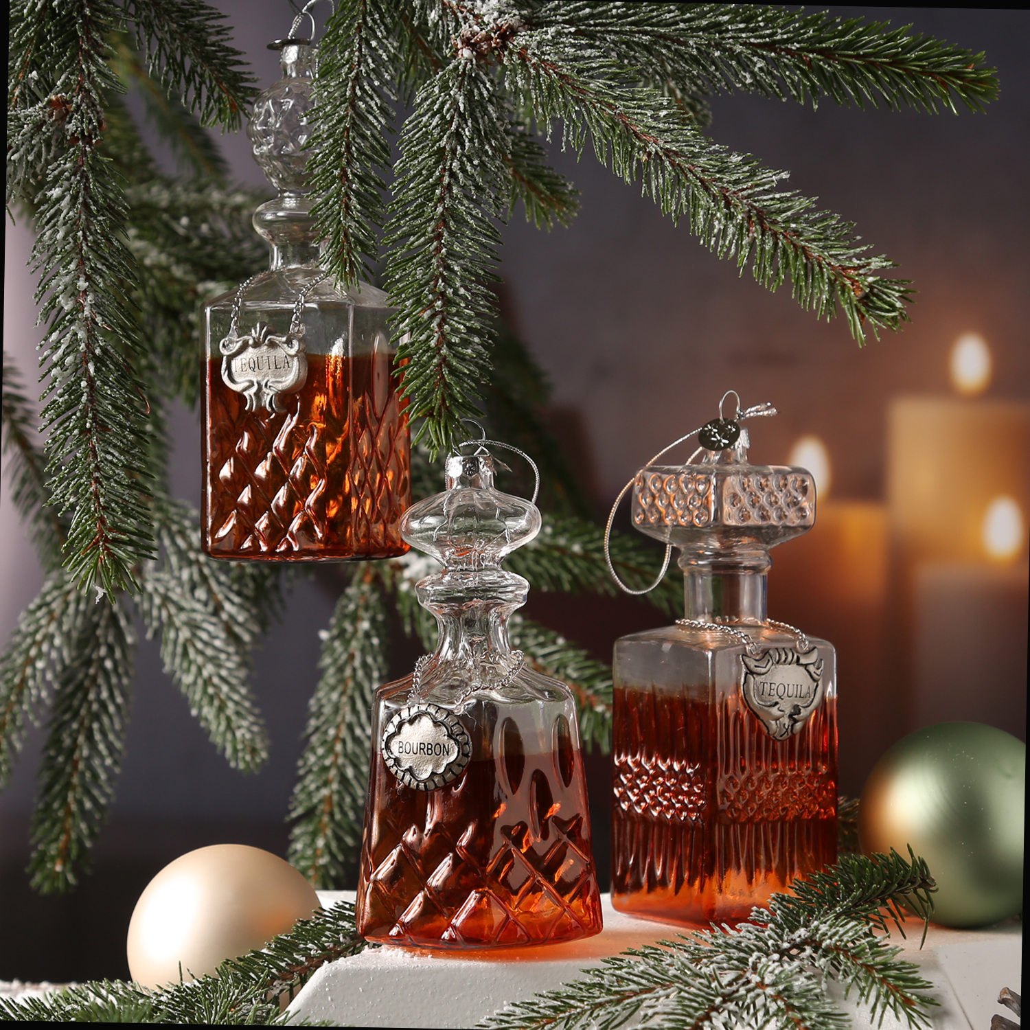 Weihnachtsbaumschmuck BOURBON - Glas - inkl. Aufhänger - H: 14cm - transparent