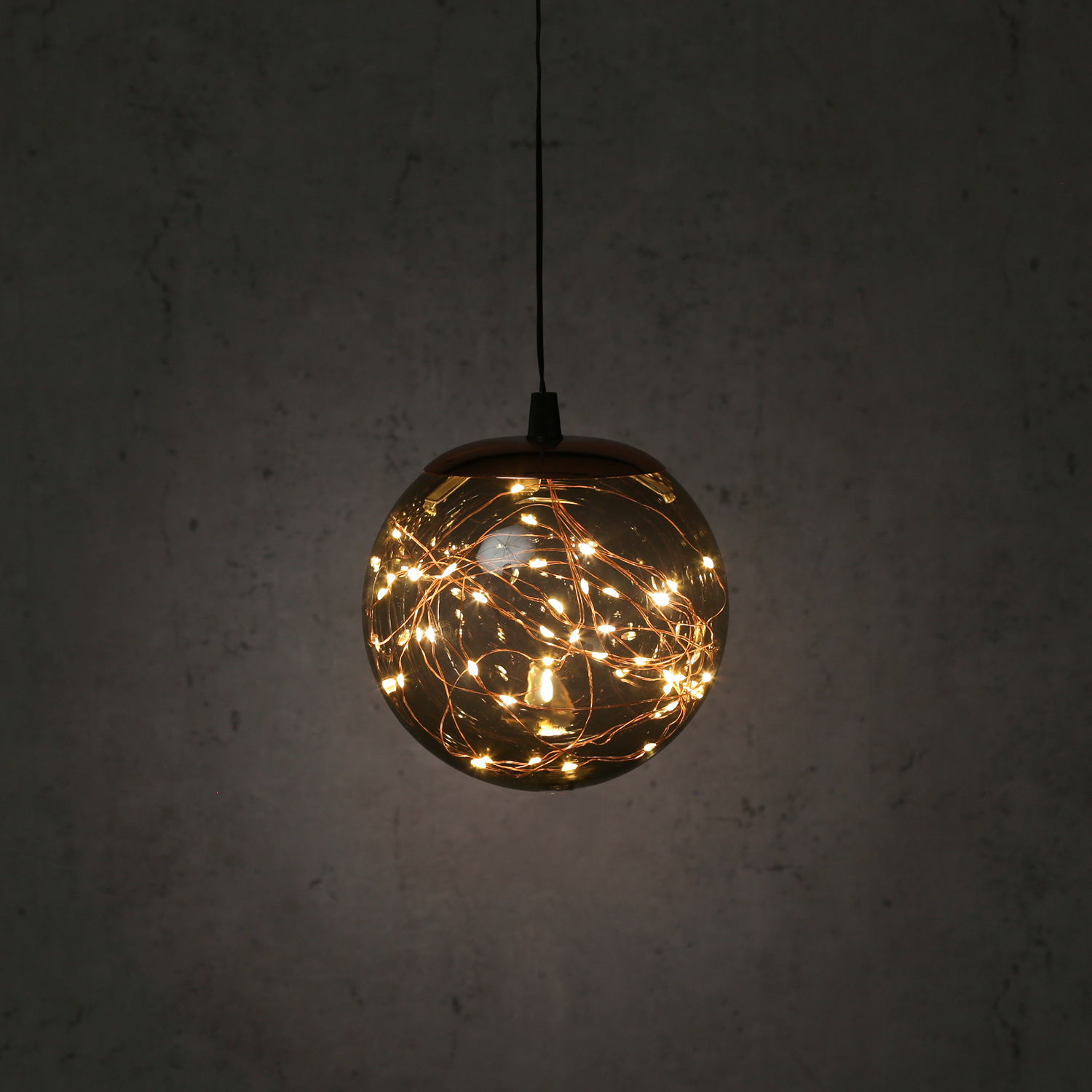 LED Lichterkugel mit Drahtlichterkette - 40 bernstein LED - Timer - D: 15cm - f. Innen/Außen