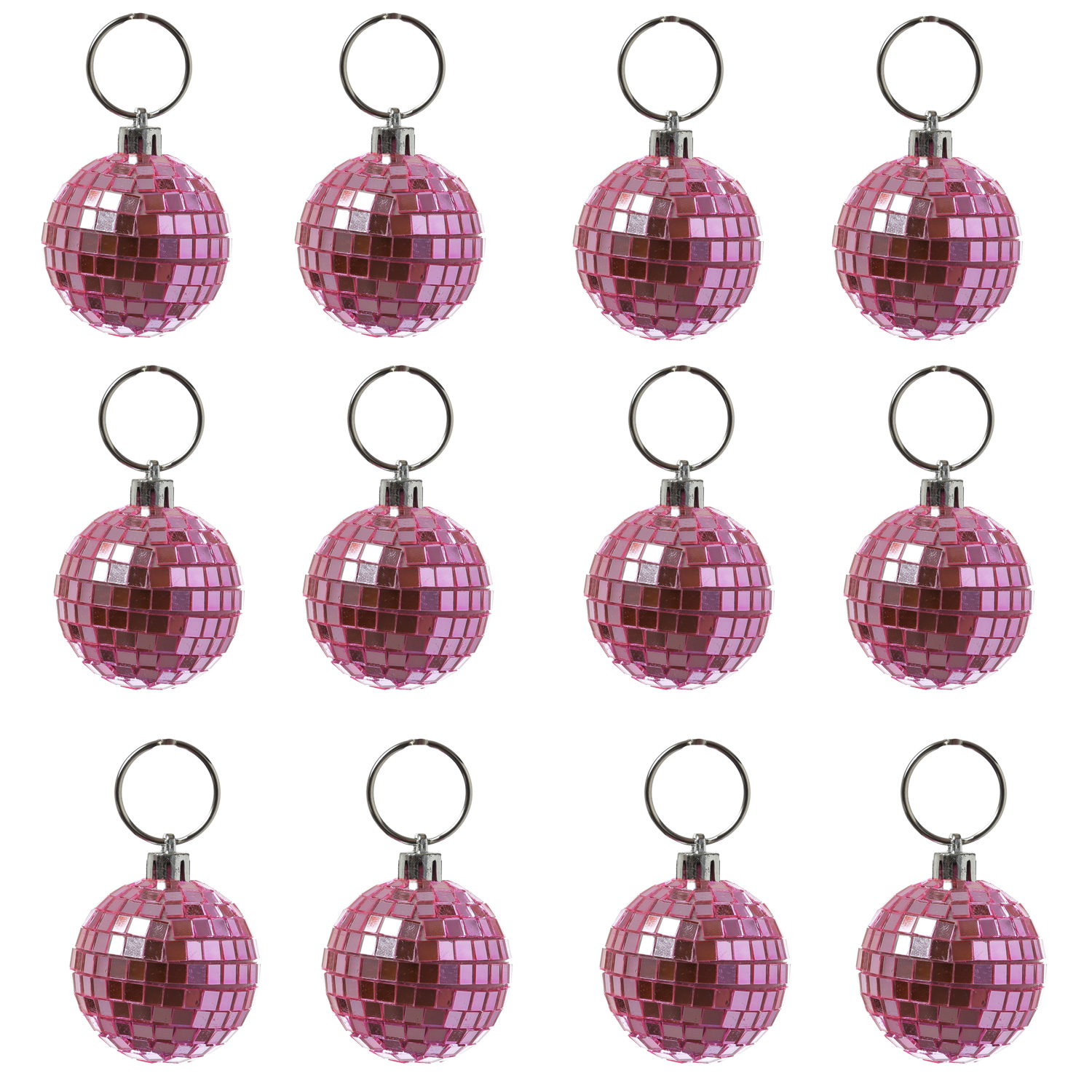 Spiegelkugel 5cm - Discokugel - Echtglas - 5x5mm Spiegel - DEKO Serie - rosa - 12er Set