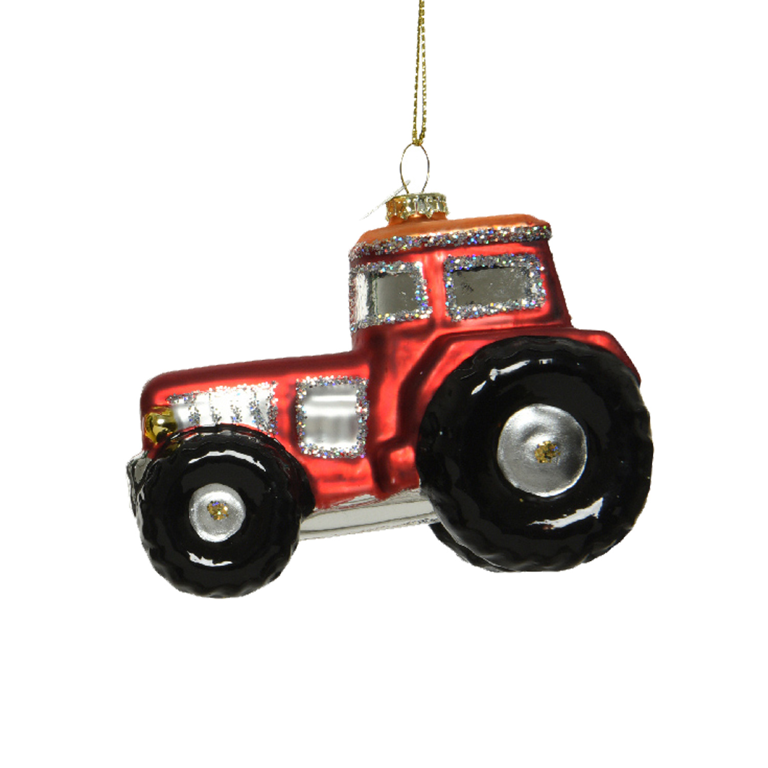 Weihnachtsbaumschmuck Traktor - Christbaumschmuck - Glas - H: 7cm - rot Weihnachtsbaumschmuck Traktor - Christbaumschmuck - Glas - H: 7cm - rot