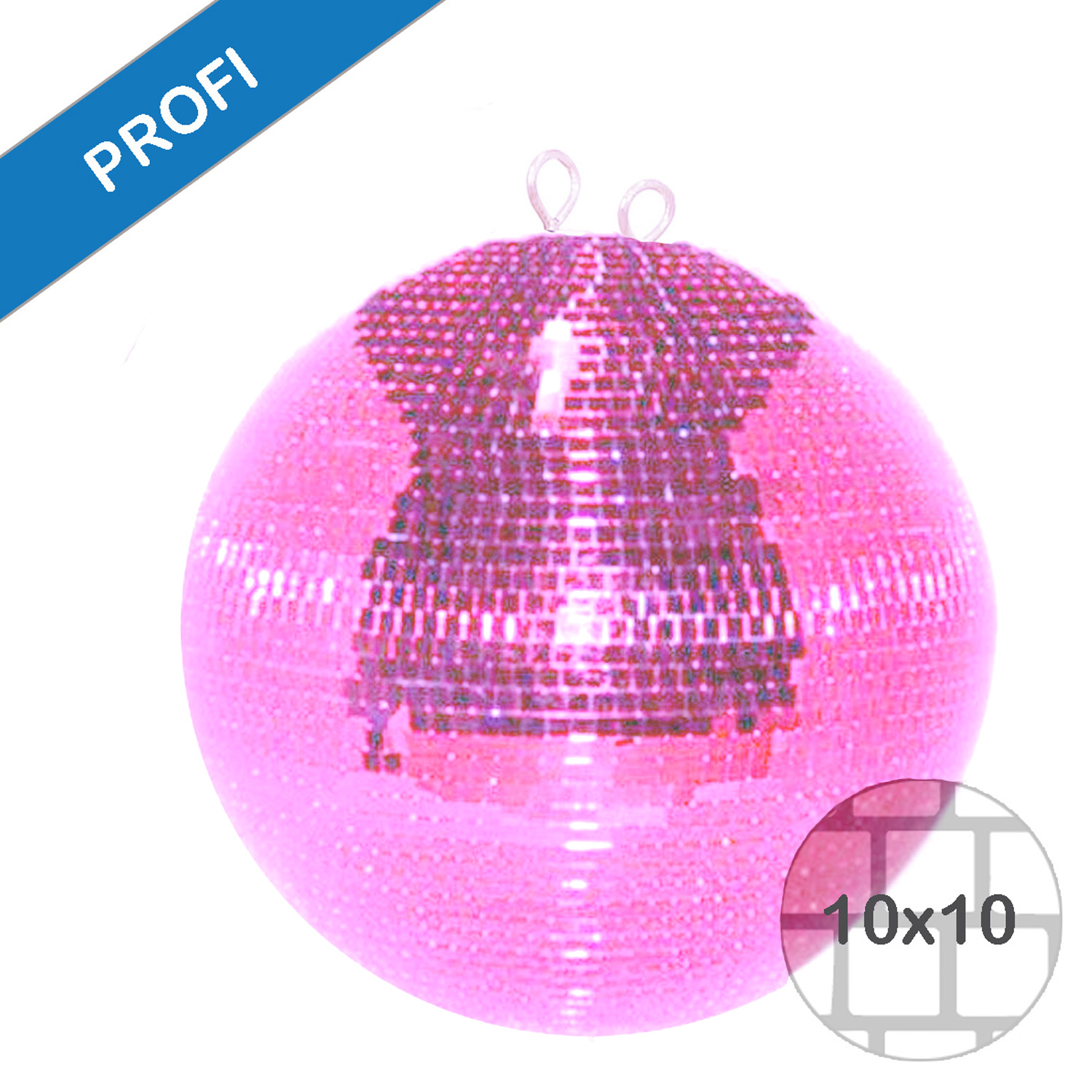 Spiegelkugel 30cm - Safety - Discokugel - Echtglas - 10x10mm Spiegel - rosa
