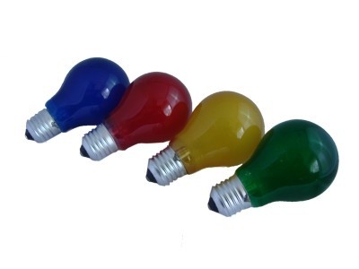 4er Set Partylampen - E27 - 230V - gefrostetes Glas - Rot/Grün/Blau/Gelb