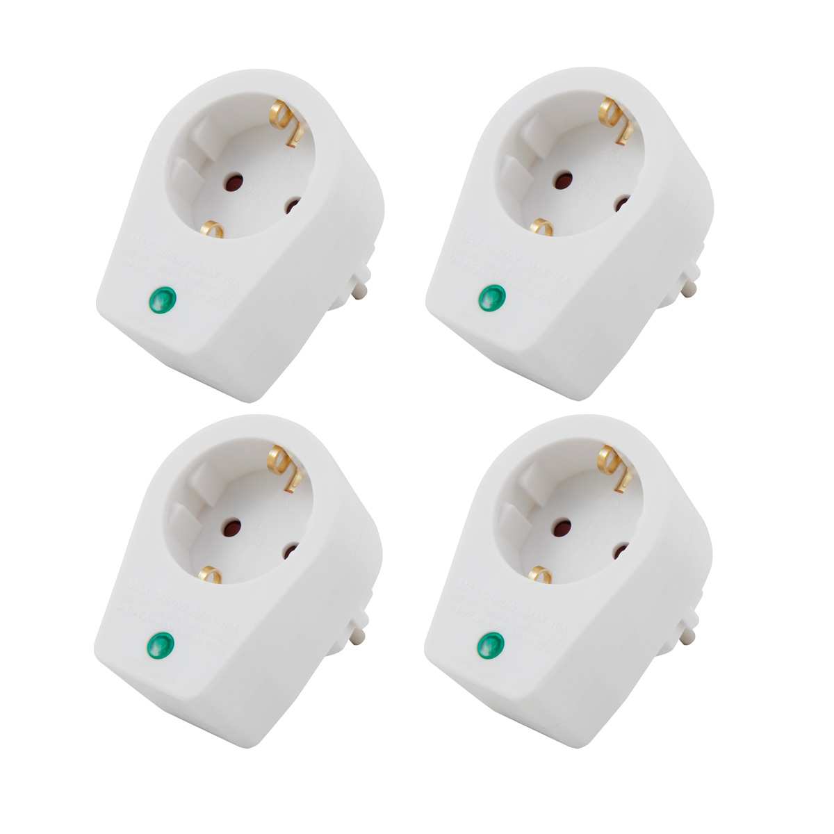 4er Set Steckdosenadapter mit Überspannungsschutz 239V/3500W 4er Set Steckdosenadapter mit Überspannungsschutz 239V/3500W