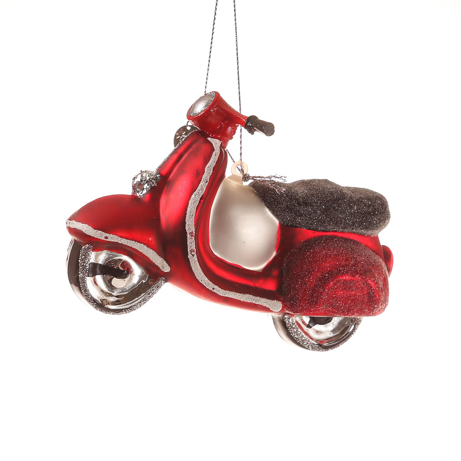 Weihnachtsbaumschmuck ROLLER - Glas - inkl. Aufhänger - matt und glitzernd - H: 7cm - rot