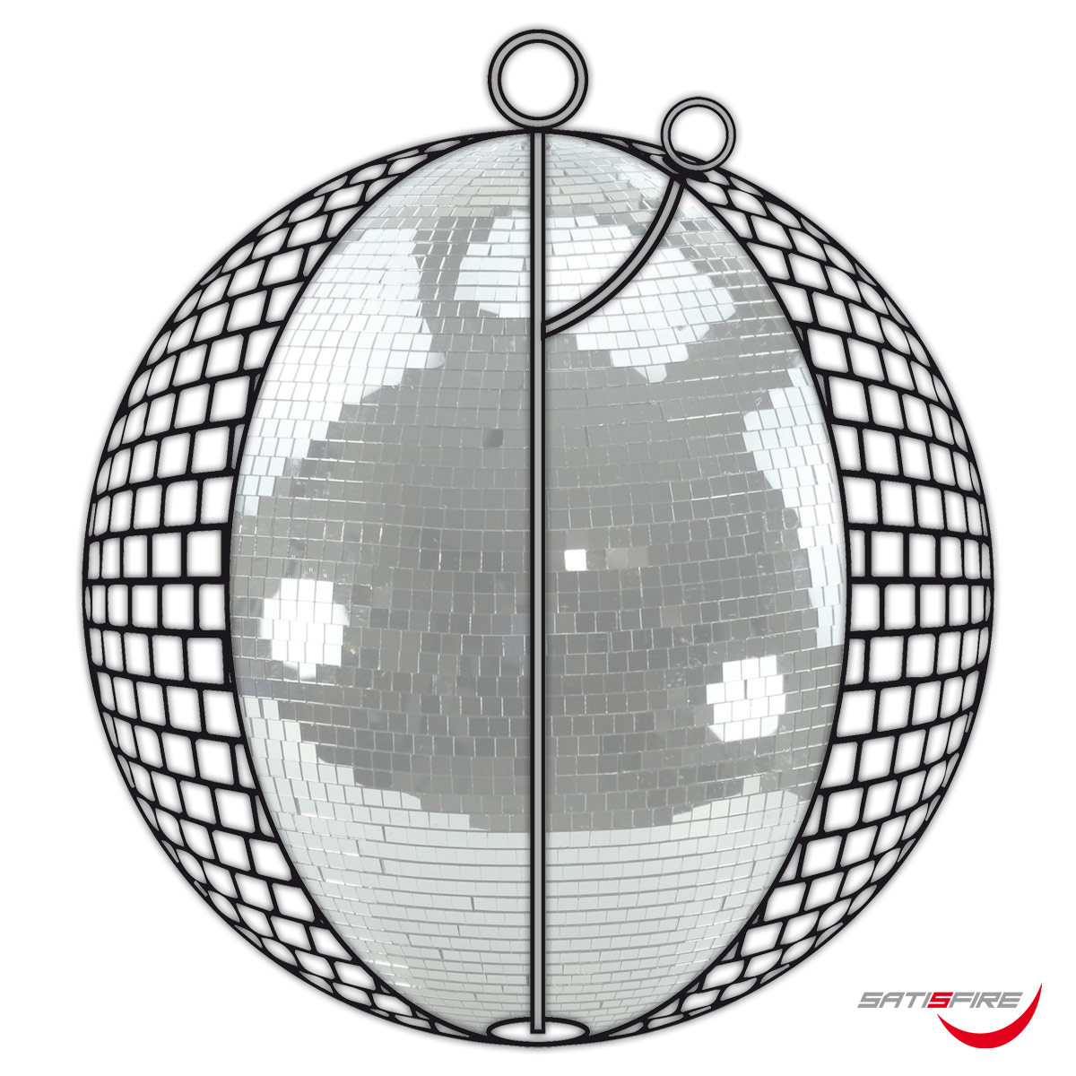 Spiegelkugel 40cm - Discokugel - 10x10mm Echtglas Spiegel - PROFI Serie - rosa