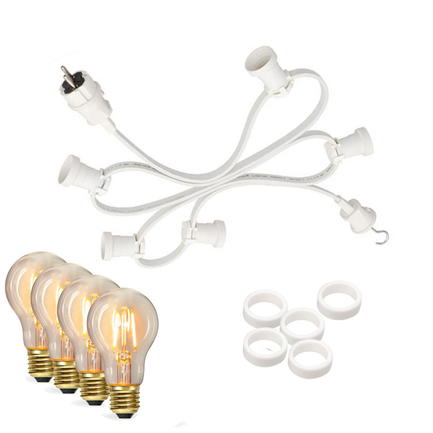 Illu-/Partylichterkette 10m - Außenlichterkette weiß - Made in Germany - 20 dimmbare Leuchtmittel