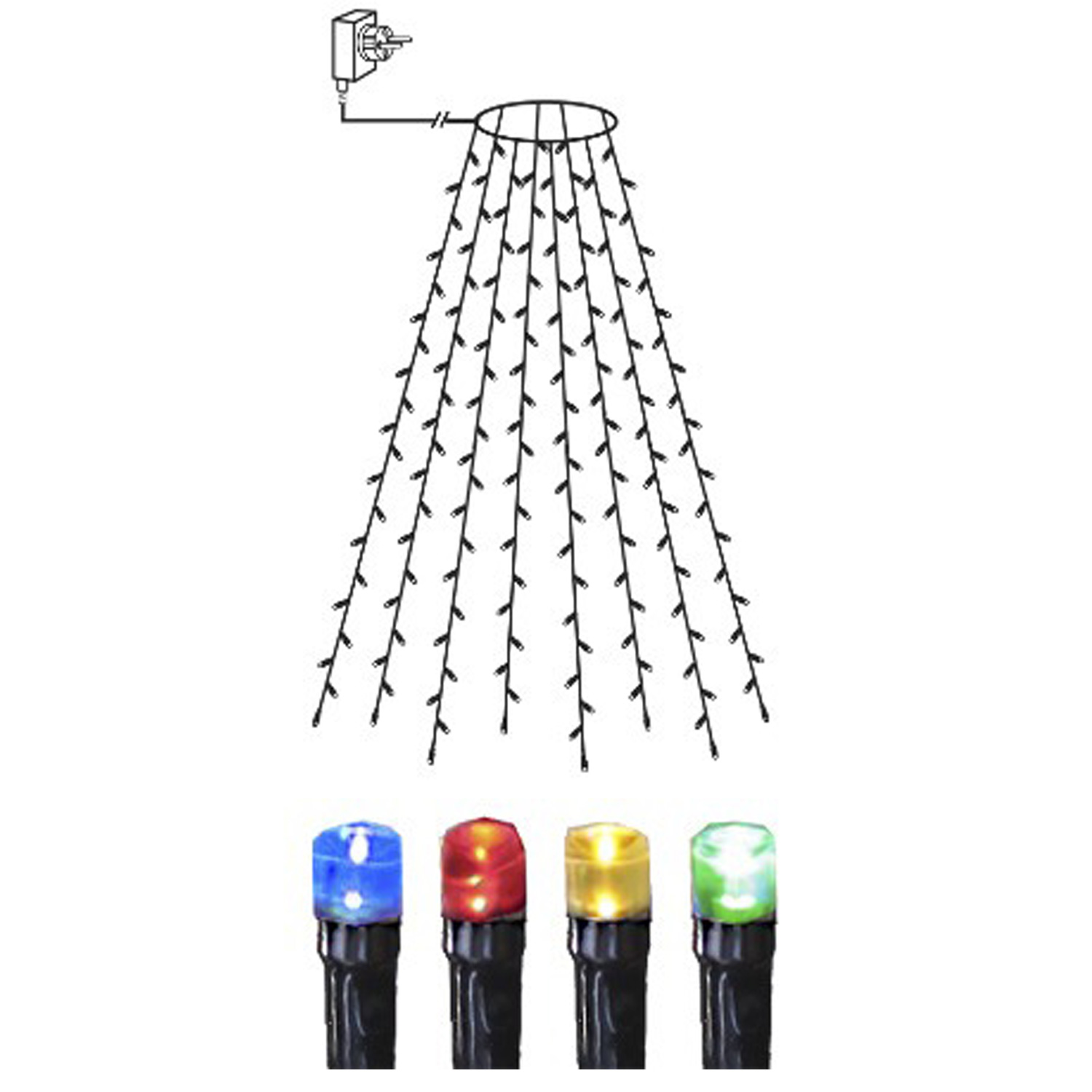 LED Baummantel - Serie LED - outdoor - 160 bunte LED - H: 2.00m - schwarzes Kabel