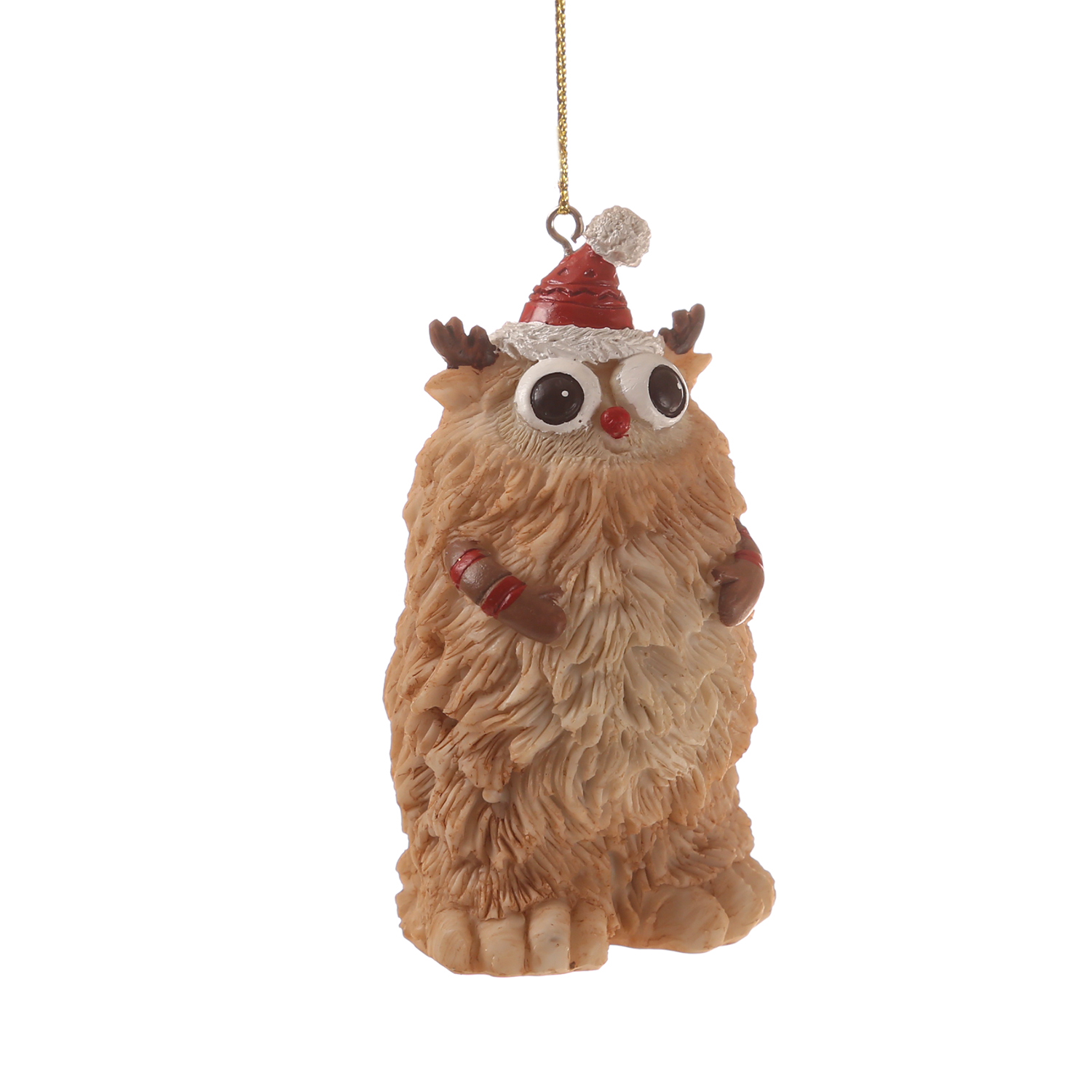 Weihnachtsbaumschmuck Yeti TAPPY - Polyresin - inkl. Aufhänger - matt - H: 7,5cm - hellbraun