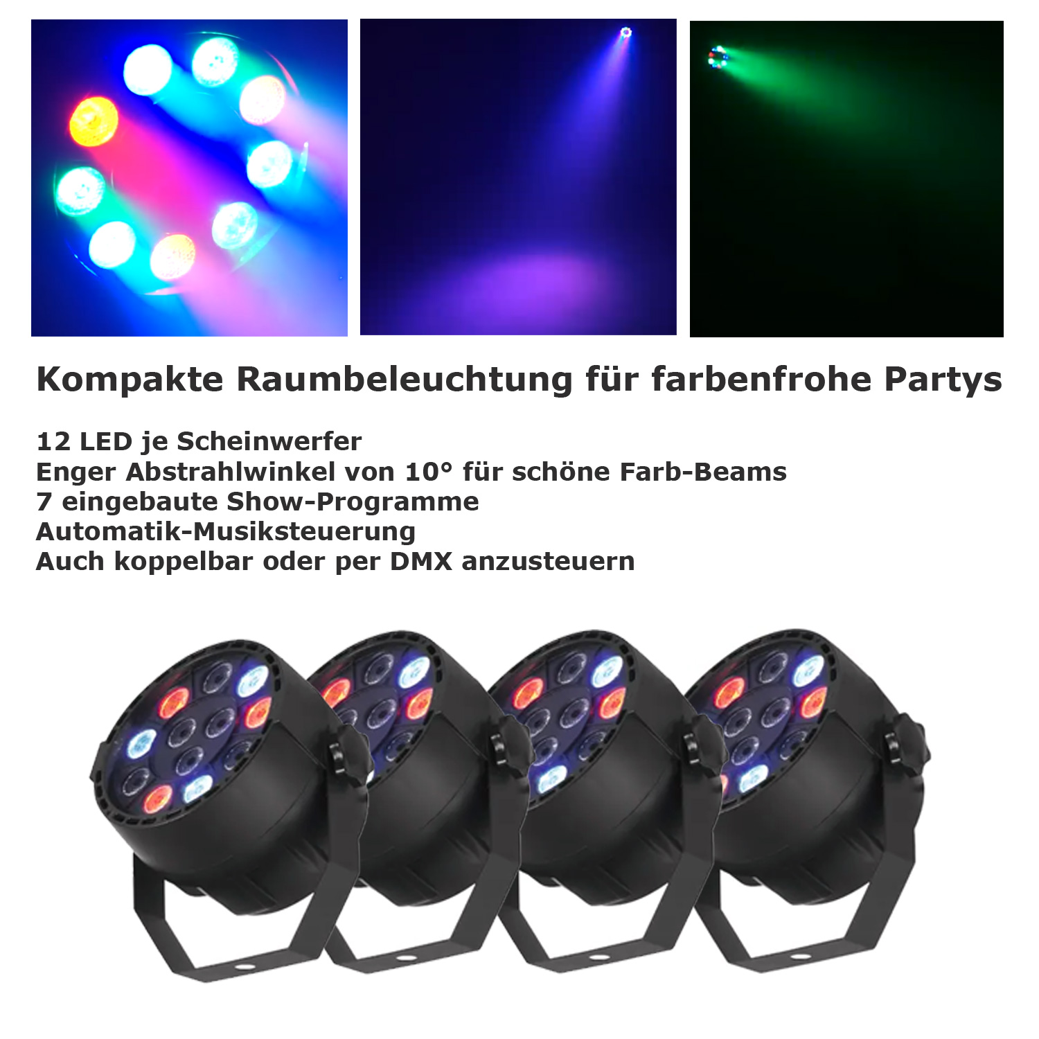 Partylicht Komplettset - Licht Discokugel Effekte Nebel - Partyraum Effektlicht
