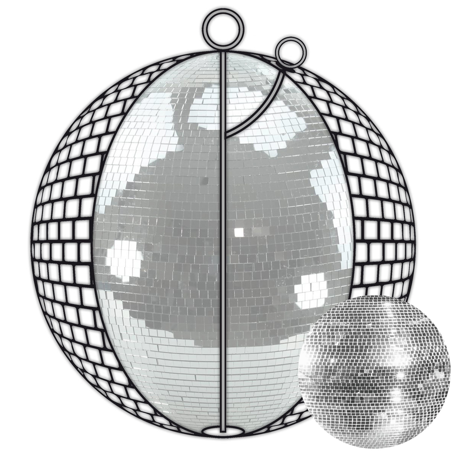 Spiegelkugel 100cm silber chrom- Diskokugel (Discokugel) Party Lichteffekt - Echtglas - mirrorball safety silver chrome color
