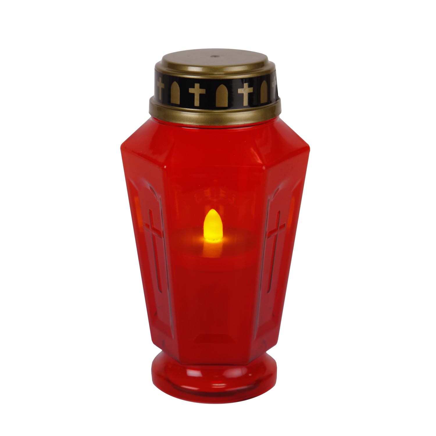 LED Grablicht Serene - Grabkerze - warmweiße LED - H: 15,5cm - 1000h Leuchtdauer - rot/gold - 10St.