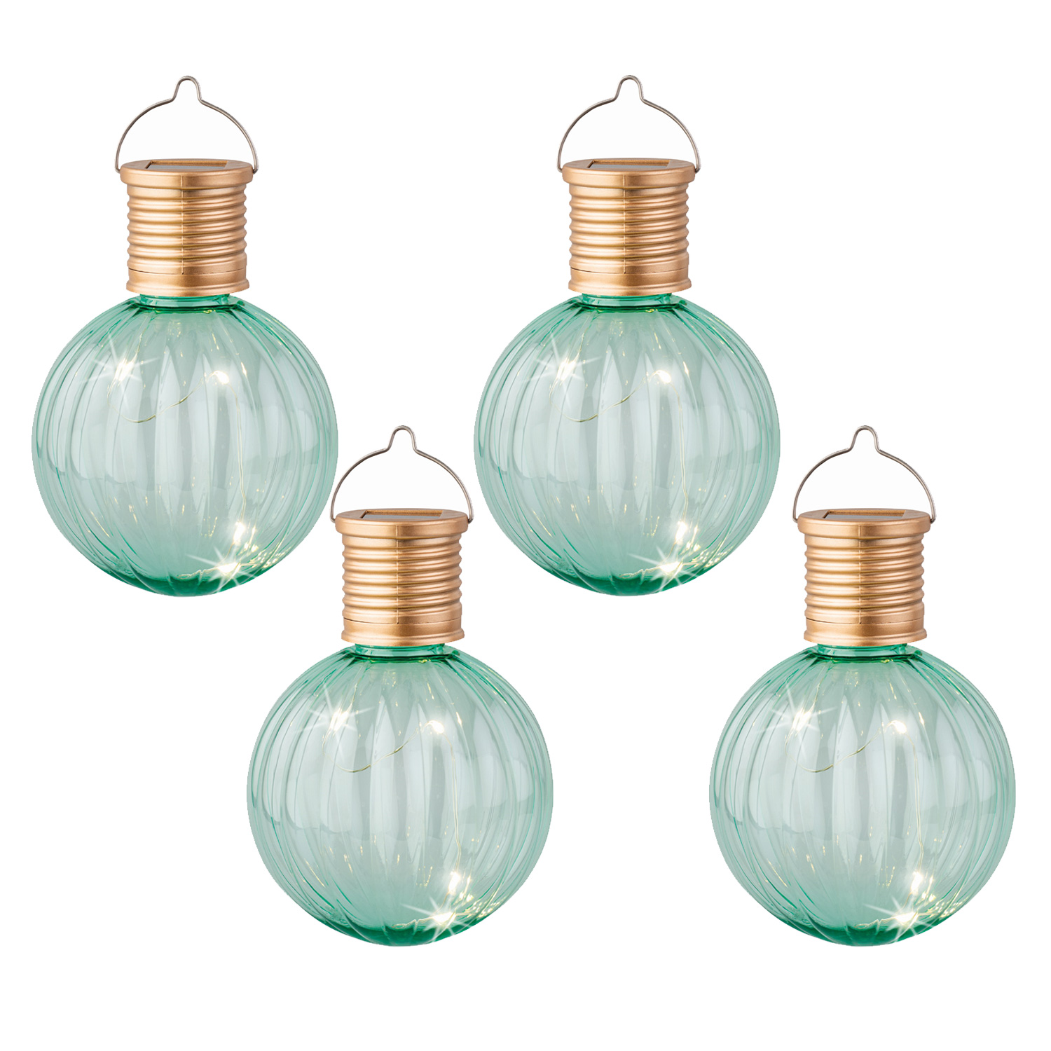 LED Solar Glühbirnen GLOW - Kugelleuchten - wamweiße LED - H: 11cm - türkisblau - 4er Set LED Solar Glühbirnen GLOW - Kugelleuchten - wamweiße LED - H: 11cm - türkisblau - 4er Set