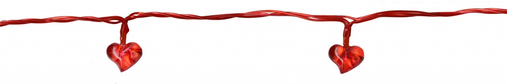 LED Lichterkette Herzen - 10 rote LED - Batteriebetrieb - Timer - 1,35m - rot