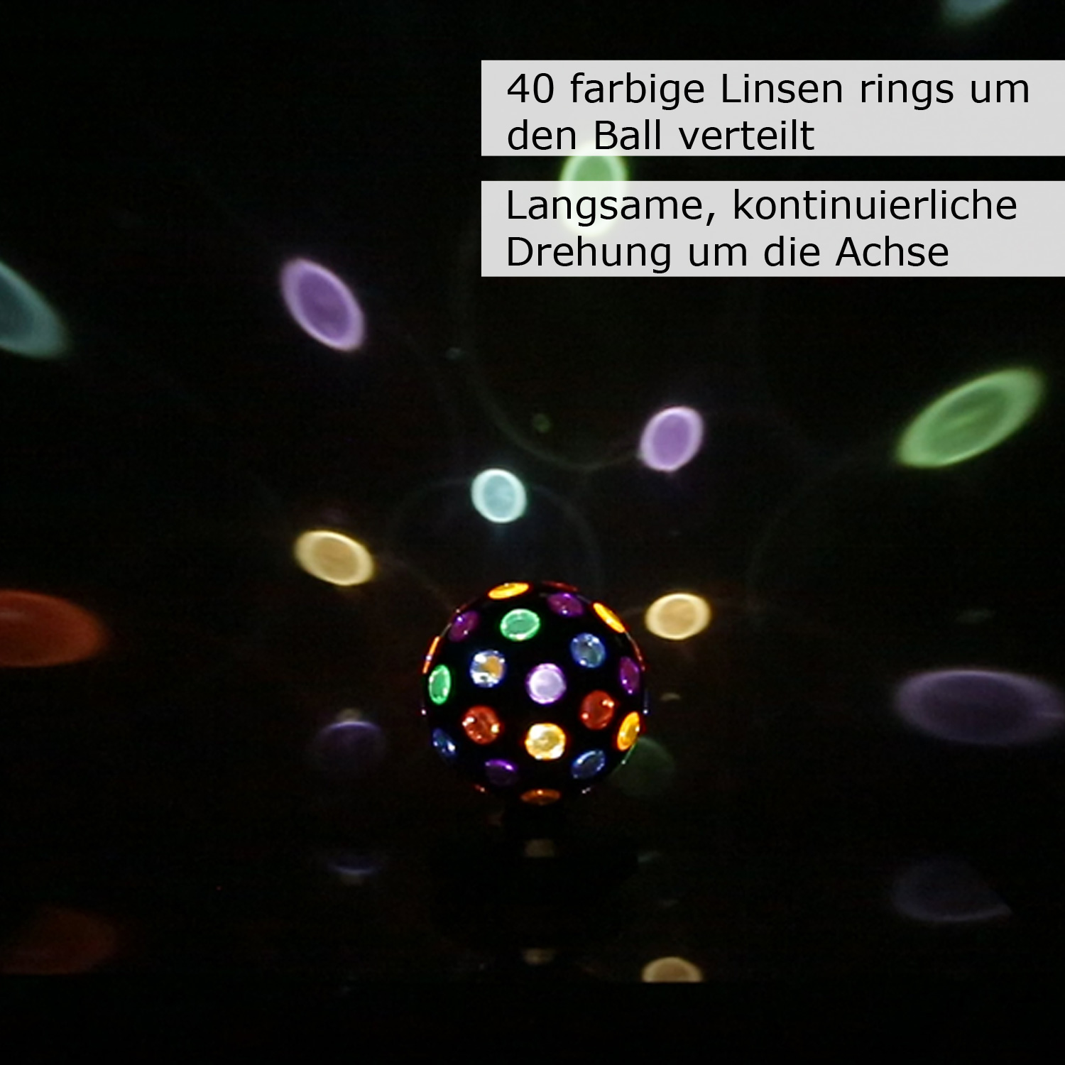Disco Ball Lichteffekt - Partyeffekt - drehendes Discolicht - H 21cm - Batteriebetrieb/USB Kabel Disco Ball Lichteffekt - Partyeffekt - drehendes Discolicht - H 21cm - Batteriebetrieb/USB Kabel