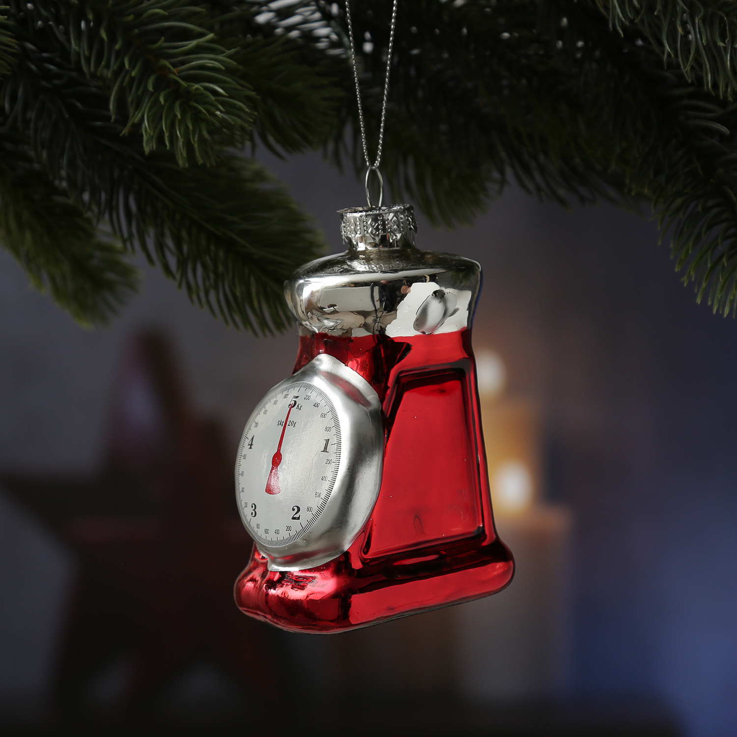 Weihnachtsbaumschmuck Küchenwaage - Glas - Christbaumschmuck - H: 13cm - rot Weihnachtsbaumschmuck Küchenwaage - Glas - Christbaumschmuck - H: 13cm - rot