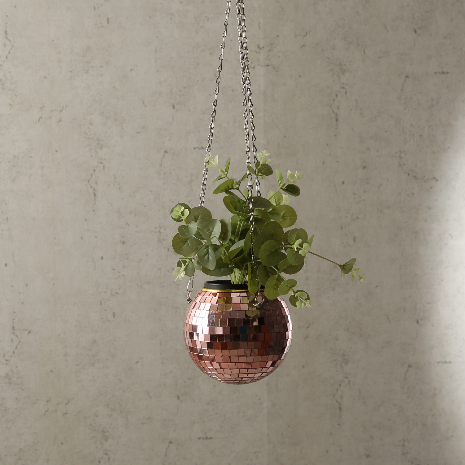Blumenampel Discokugel - Spiegelkugel als Blumentopf - hängend - D: 15cm - kupfer