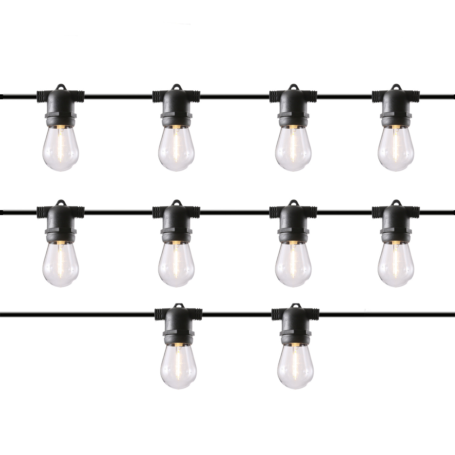 LED Solar Lichterkette CIRCUS - 10 warmweiße Filament LED - L: 4,5m - für Außen - schwarz