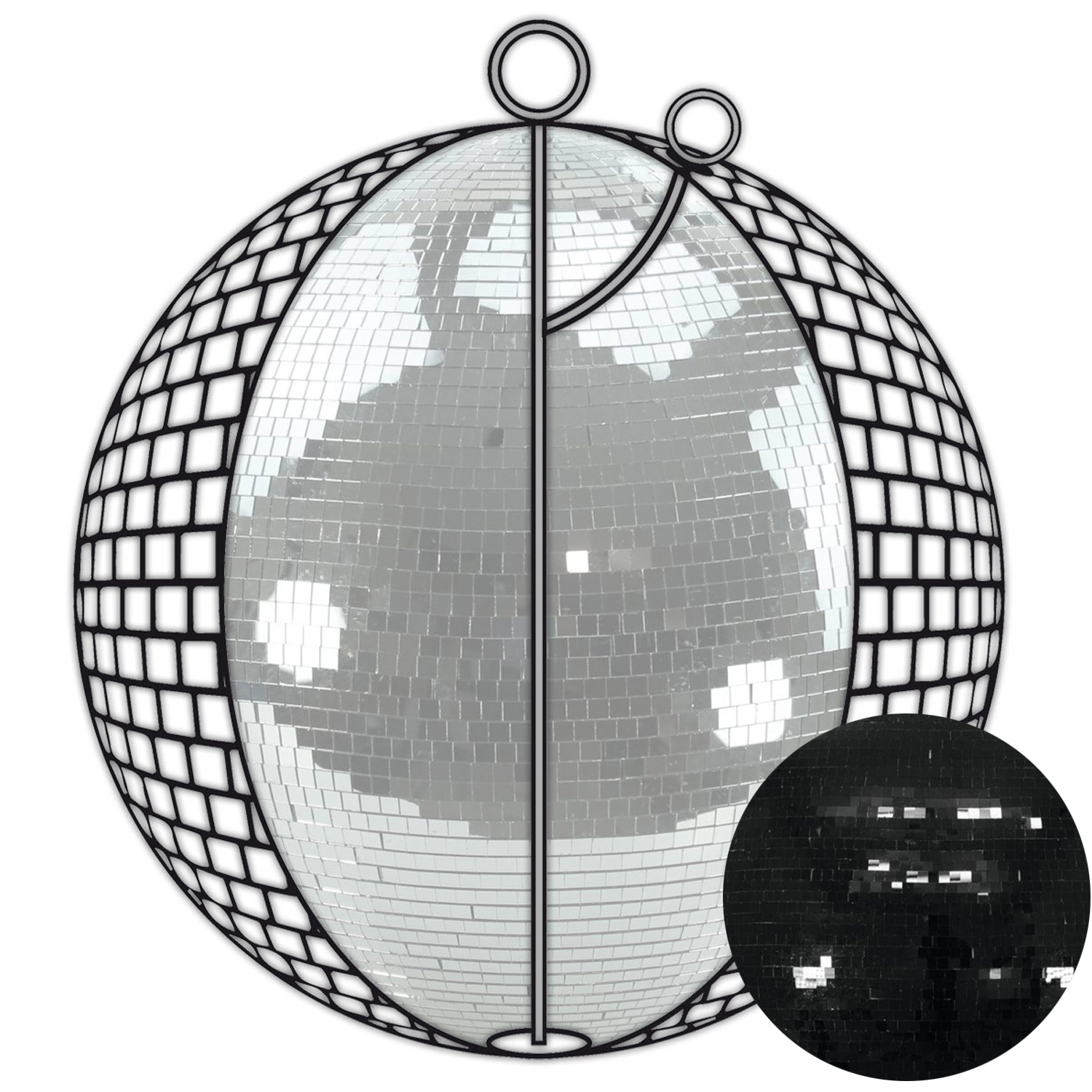 Spiegelkugel 120cm - schwarz - Diskokugel Echtglas - 20x20mm XL Spiegel - SHOW SERIE