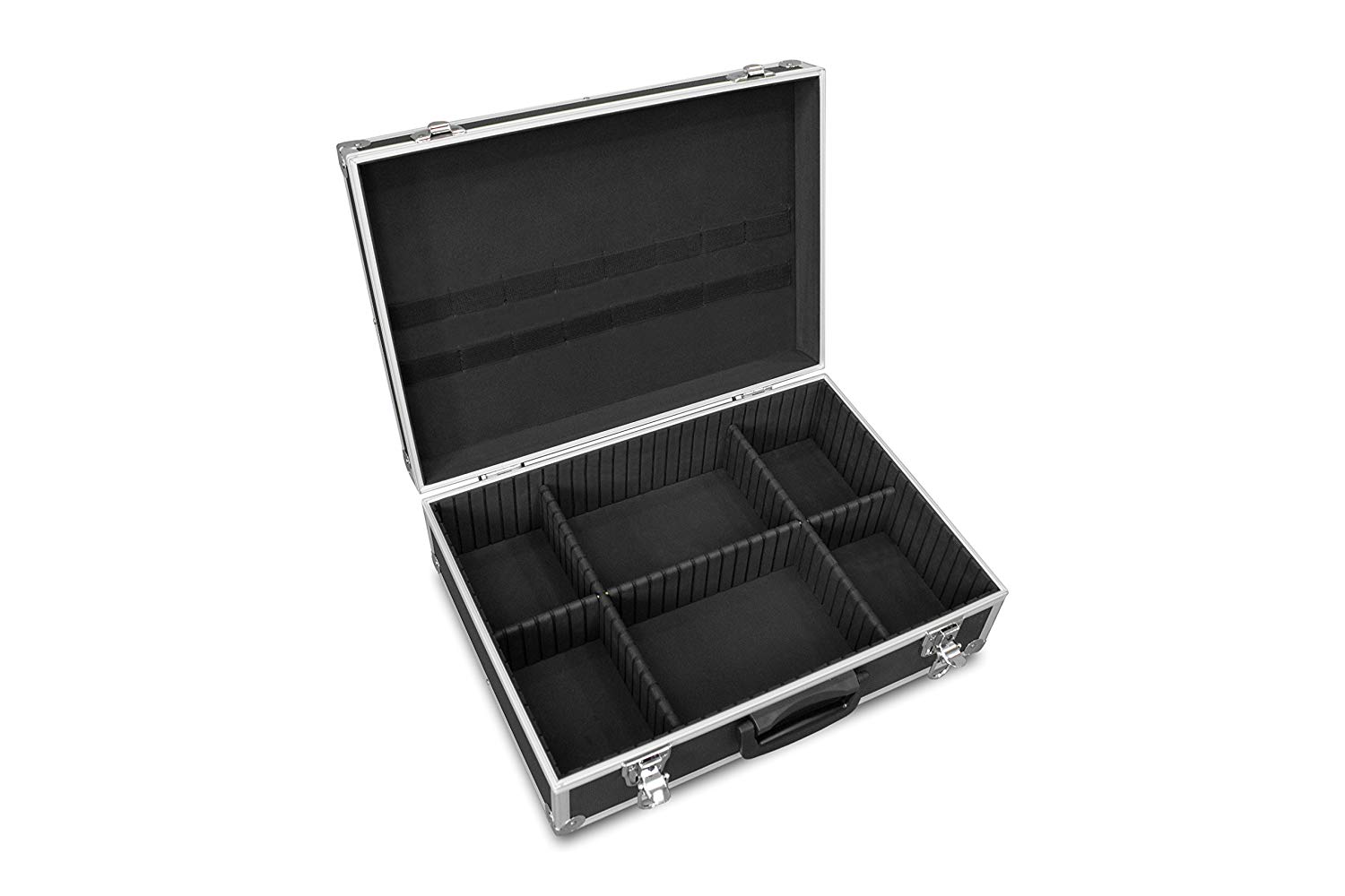 GORANDO® Transportkoffer mit Aluminiumrahmen | 440x300x130mm | Koffer für Werkzeuge, Kameras, Messgeräte etc. | bis 10kg schwarz