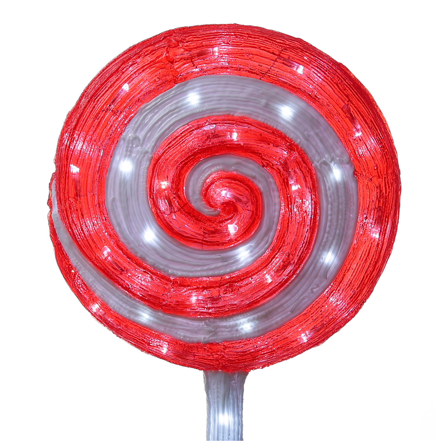 LED Lolli - Acryl Weihnachtsdeko - 60 kaltweiße LED - H: 70cm - Timer - mit Trafo - für Außen