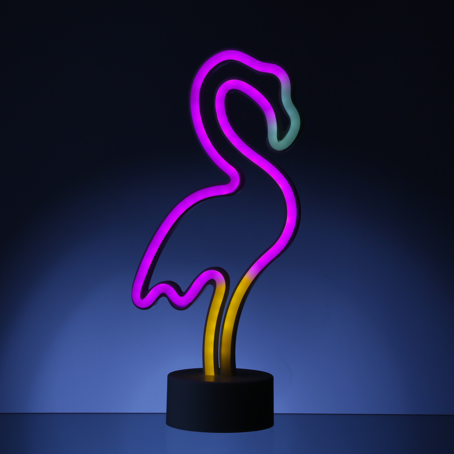 LED NEON Figur FLAMINGO - Dekoleuchte - H- 30cm - Batterie oder USB Betrieb - stehend - pink-gelb LED NEON Figur FLAMINGO - Dekoleuchte - H- 30cm - Batterie oder USB Betrieb - stehend - pink-gelb