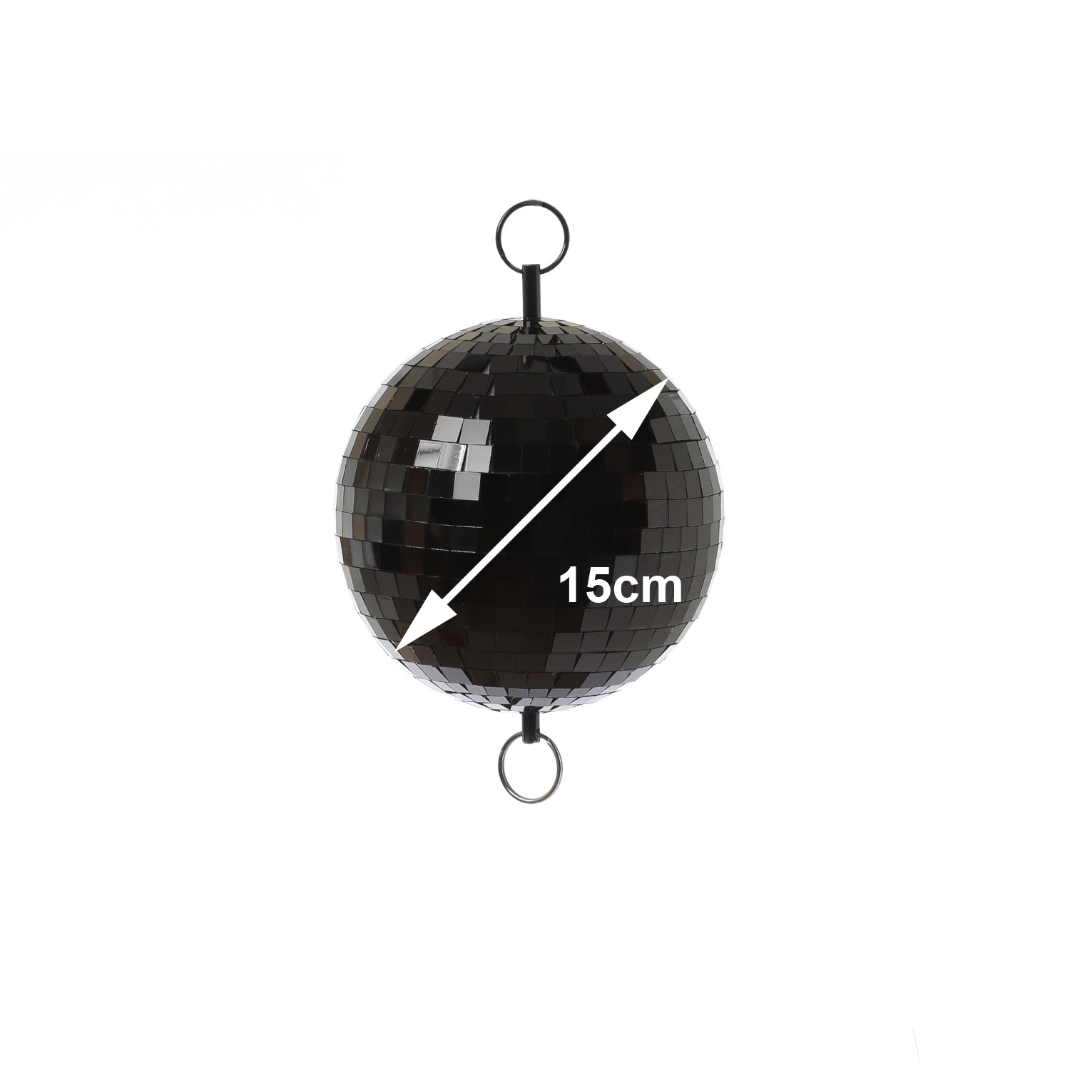 Spiegelkugel 40cm - schwarz - Discokugel Echtglas - 10x10mm Spiegel - PROMO - Metallöse oben + unten