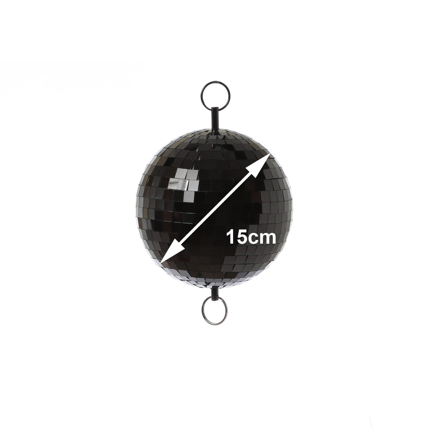 Spiegelkugel 40cm - schwarz - Discokugel Echtglas - 10x10mm Spiegel - PROMO - Metallöse oben + unten Spiegelkugel 40cm - schwarz - Discokugel Echtglas - 10x10mm Spiegel - PROMO - Metallöse oben + unten