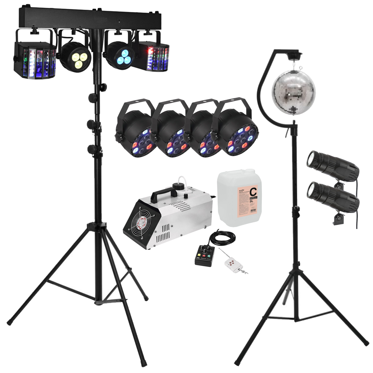 Partylicht Komplettset - Licht Discokugel Effekte Nebel - Partyraum Effektlicht