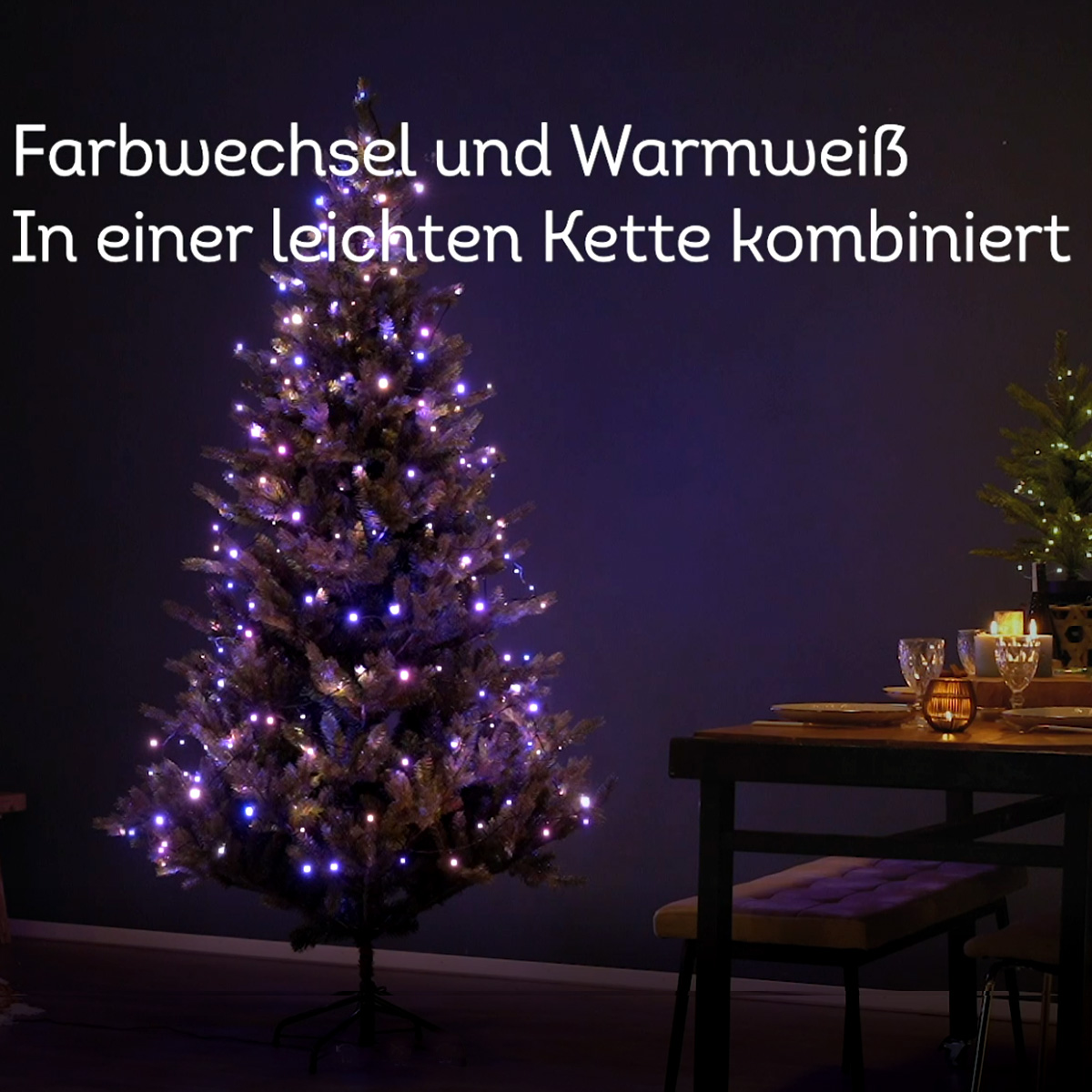 LED Lichterkette - 200 warmweiße und farbwechselnde LED - Fernbedienung - Timer - L: 19,9m LED Lichterkette - 200 warmweiße und farbwechselnde LED - Fernbedienung - Timer - L: 19,9m