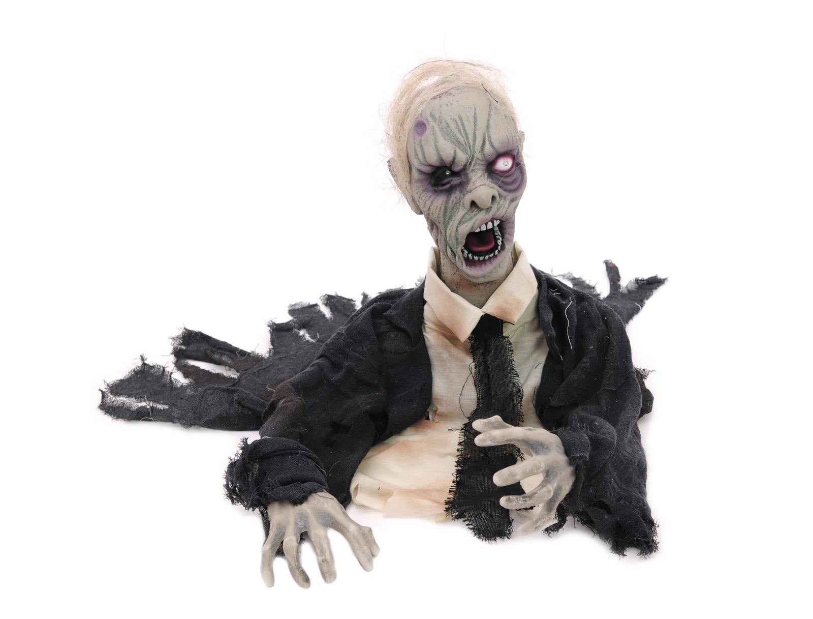 Bewegter Zombie - animierte Halloween Figur - 43cm - Bewegung, Leuchtaugen, Geräusche