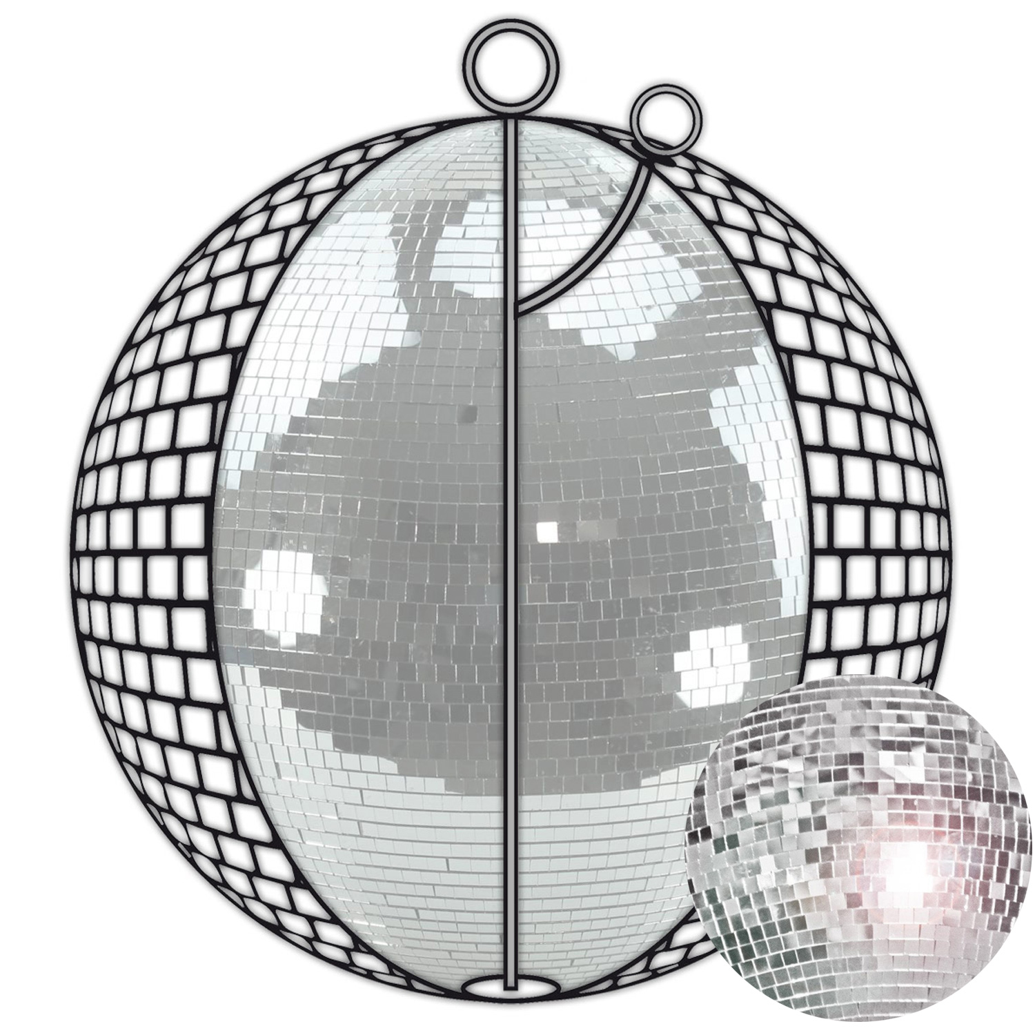 Spiegelkugel 120cm - silber - Diskokugel Echtglas - 20x20mm XL Spiegel - SHOW SERIE Spiegelkugel 120cm - silber - Diskokugel Echtglas - 20x20mm XL Spiegel - SHOW SERIE