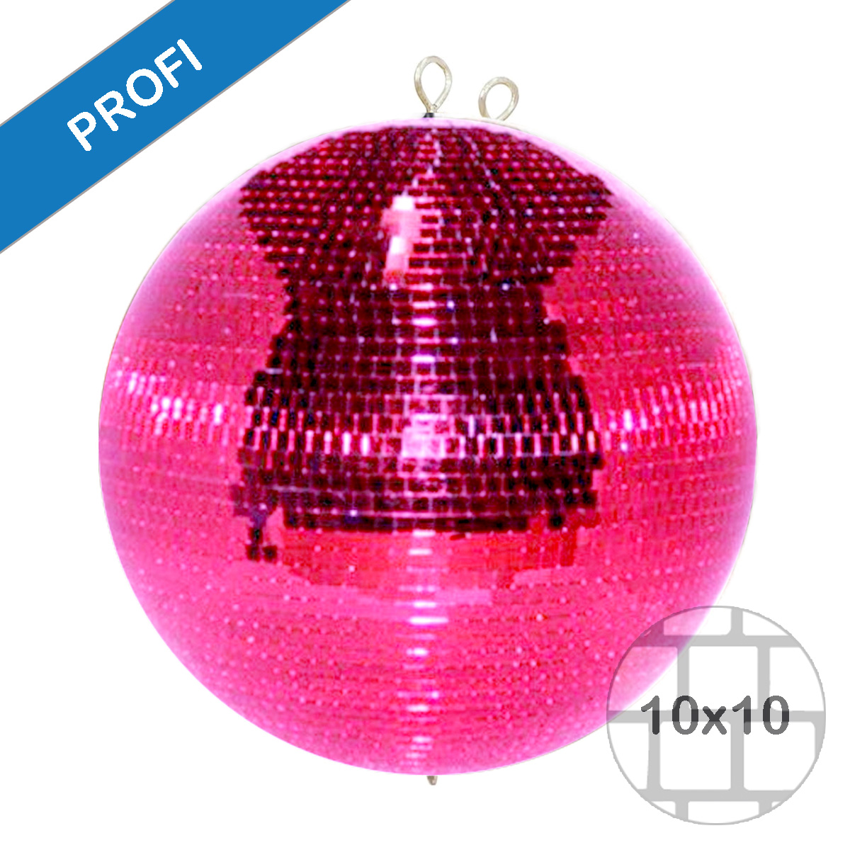Spiegelkugel 40cm - Discokugel - 10x10mm Echtglas Spiegel - PROFI Serie - rosa