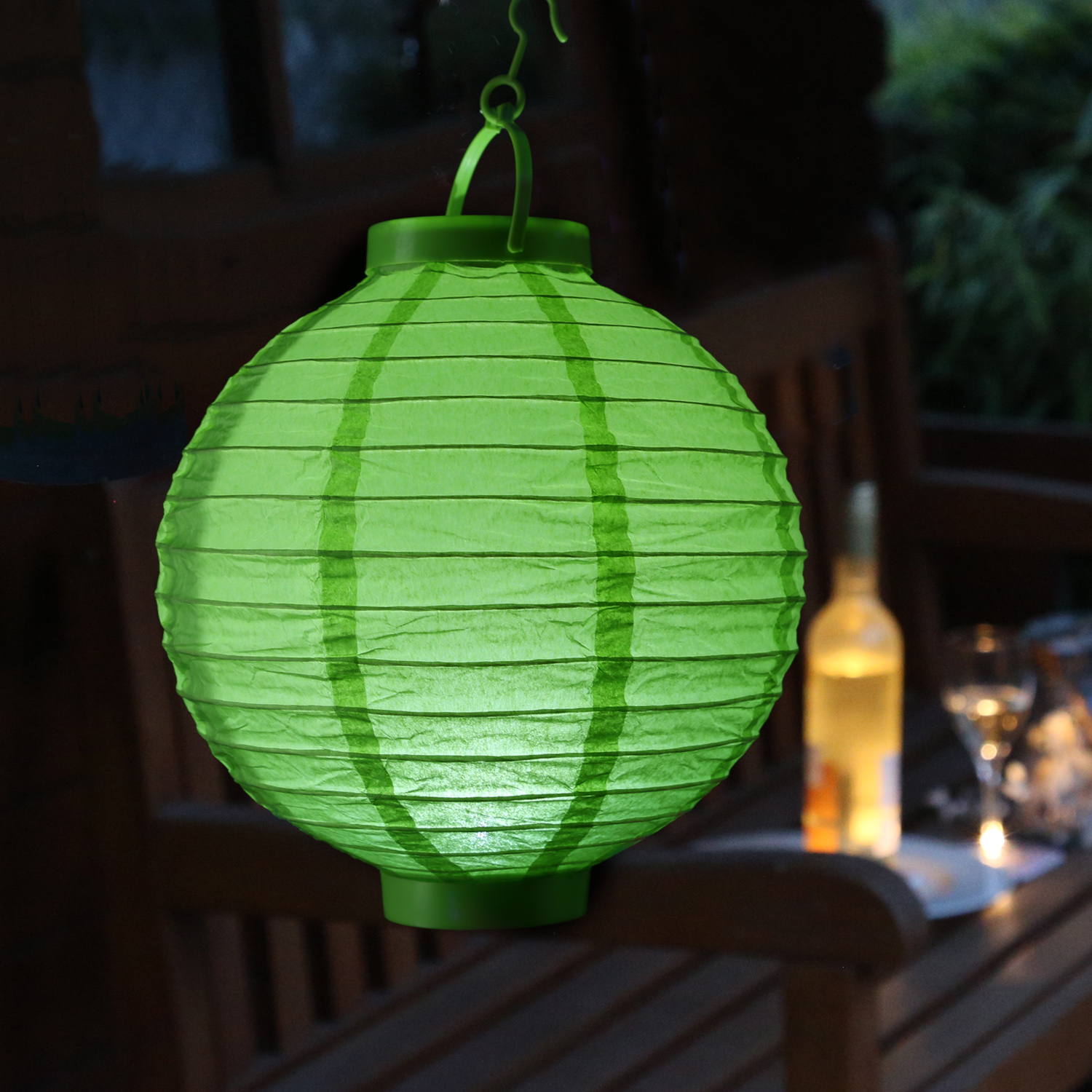 LED Lampion FESTIVAL - kaltweiße LED - D: 30cm - Montagehaken - grün LED Lampion FESTIVAL - kaltweiße LED - D: 30cm - Montagehaken - grün
