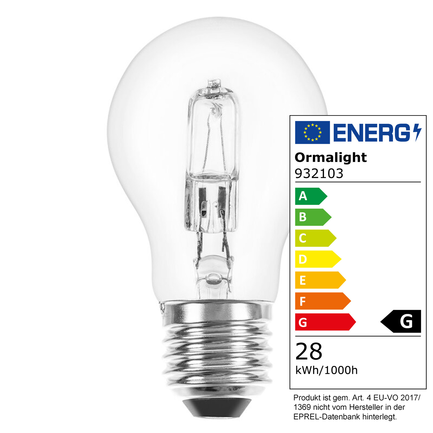 Glühlampe EcoHalogen E27 28W warmweiß A55 dimmbar 370lm