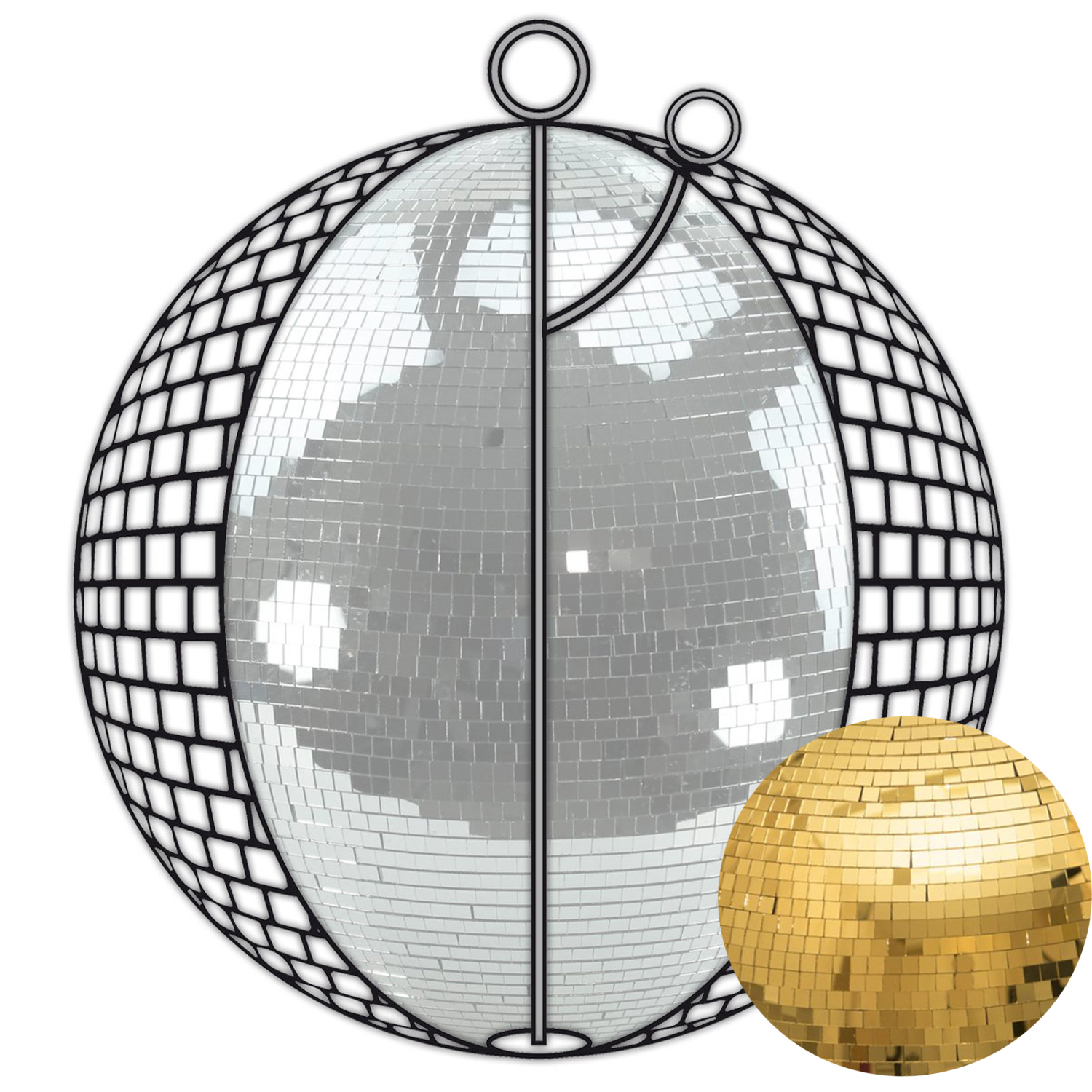 Spiegelkugel 200cm gold- Diskokugel (Discokugel) Party Lichteffekt - Echtglas - mirrorball safety gold color