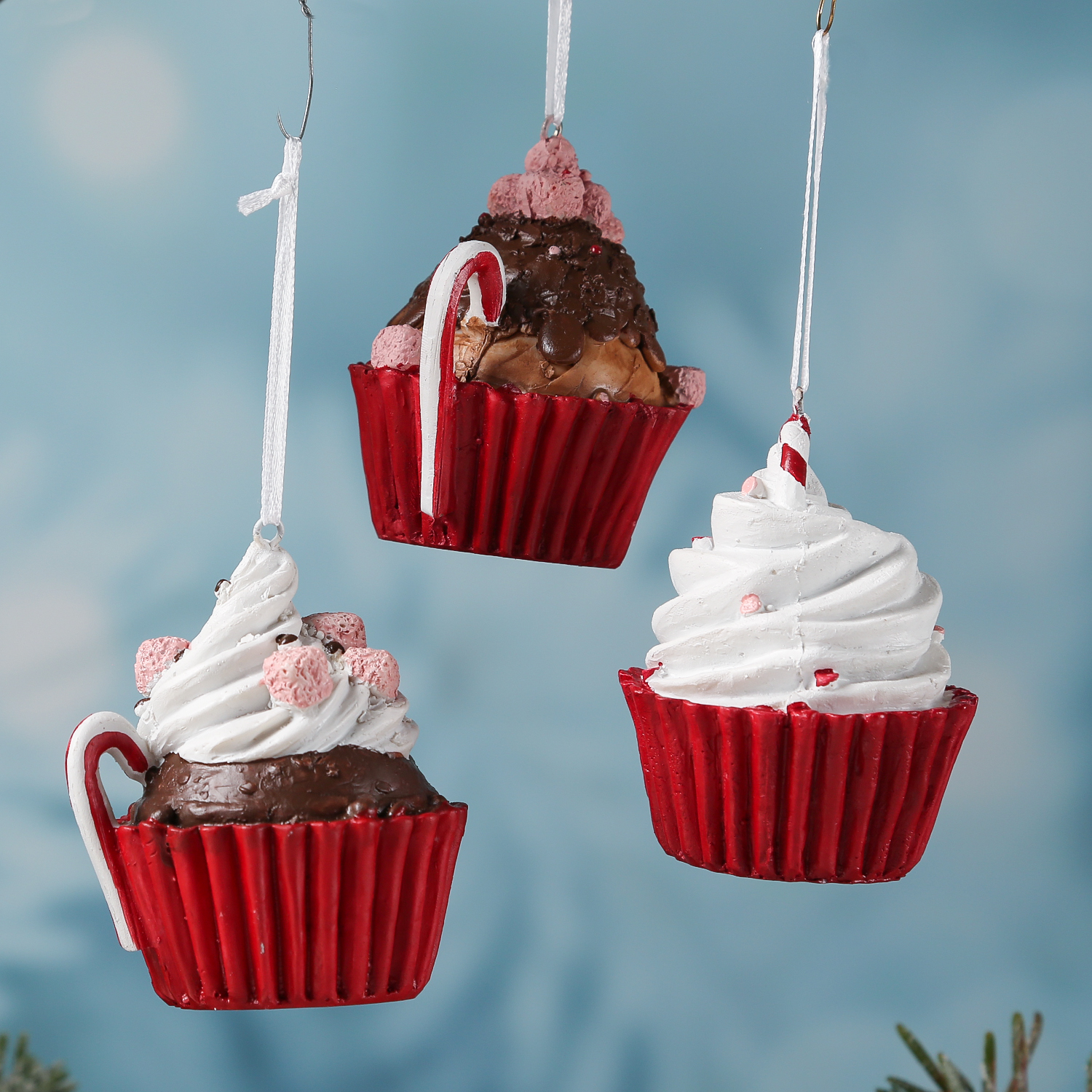 Weihnachtsbaumschmuck MUFFIN - Polyresin - inkl. Aufhänger - matt - H: 8cm - rosa