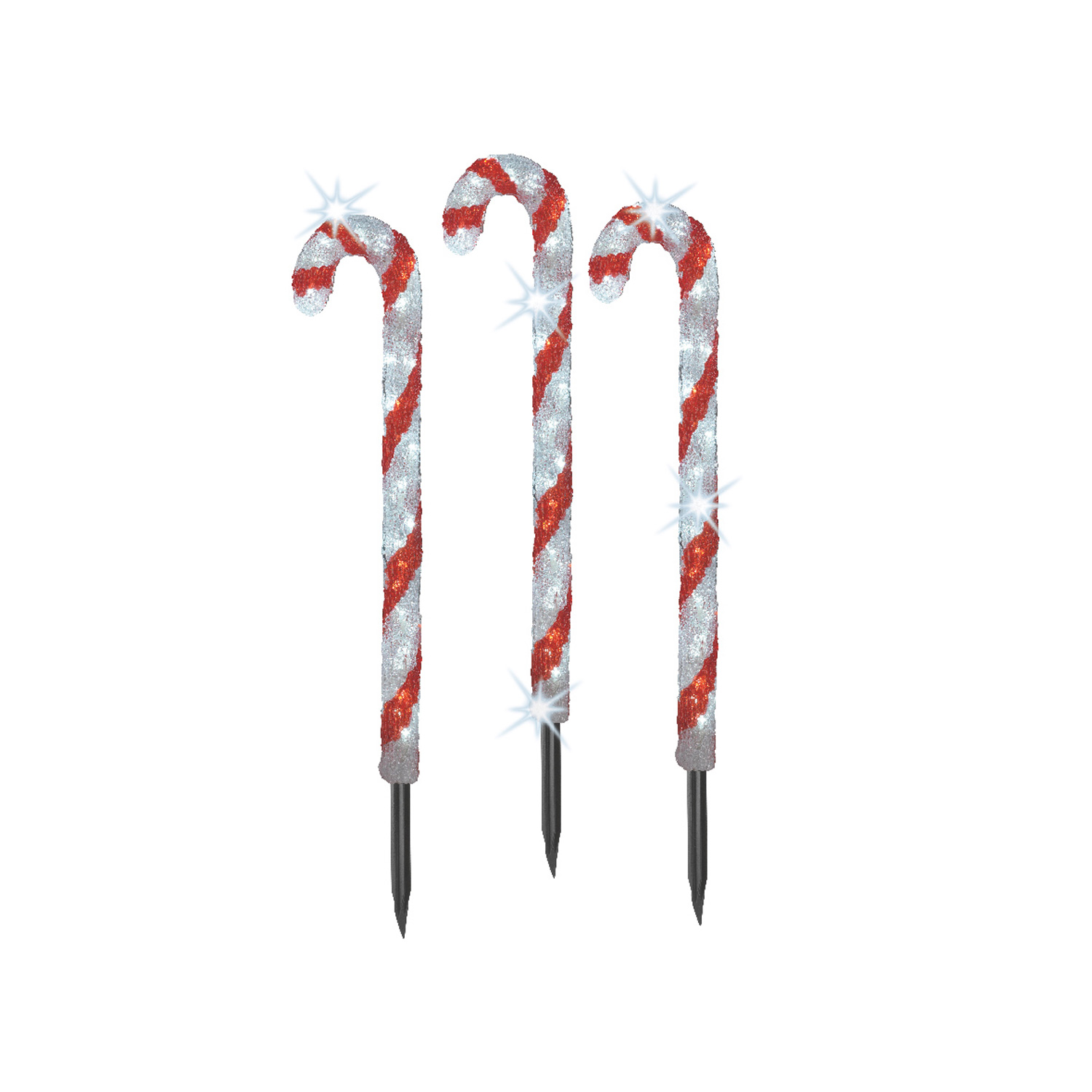 LED Zuckerstangen - je 30 kaltweiße LED - H: 61cm - inkl. Trafo - für Außen - 3 Stück LED Zuckerstangen - je 30 kaltweiße LED - H: 61cm - inkl. Trafo - für Außen - 3 Stück