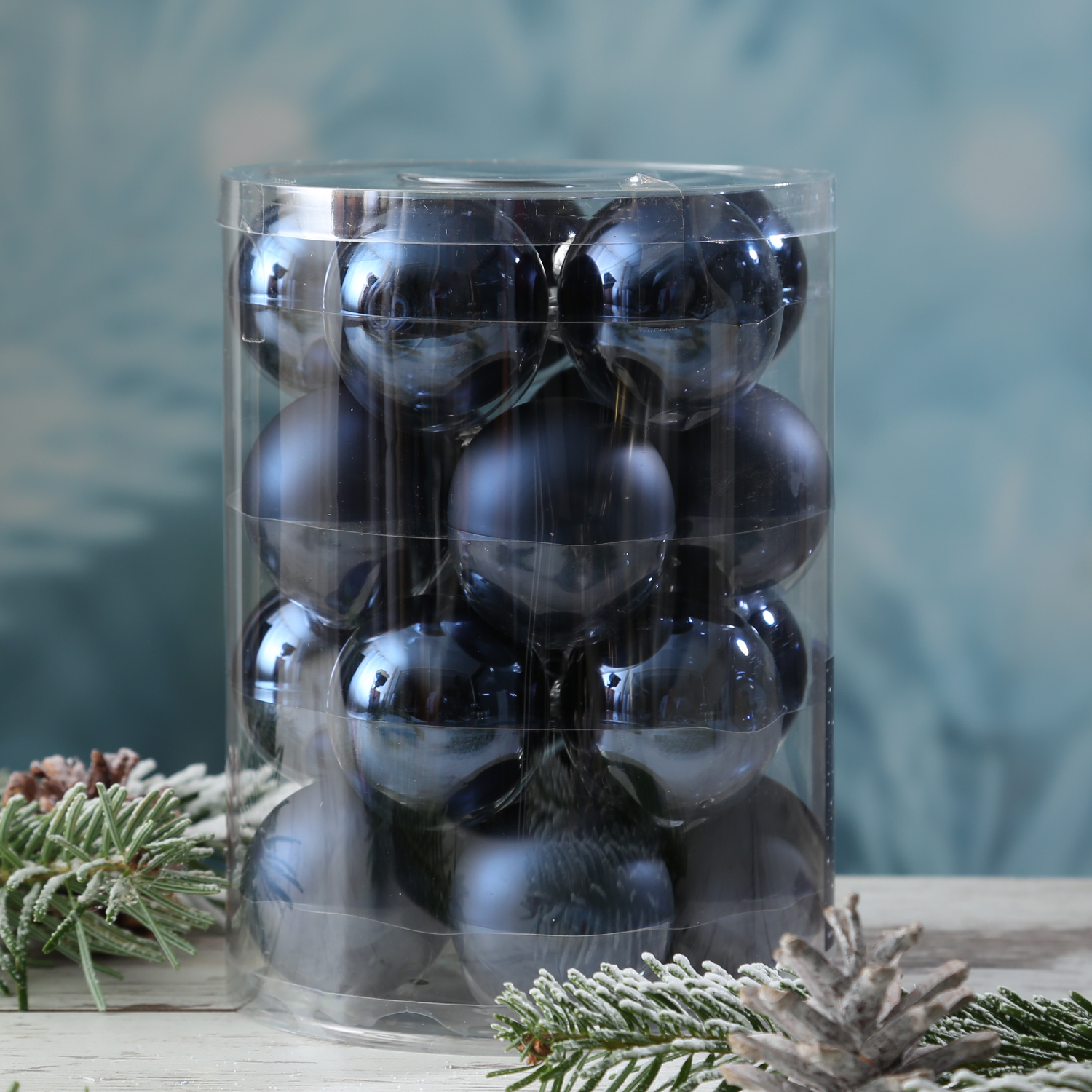 Christbaumkugel - Weihnachtsbaumkugel - Glas - D: 6cm - glänzend und matt - dunkelblau - 20er Set