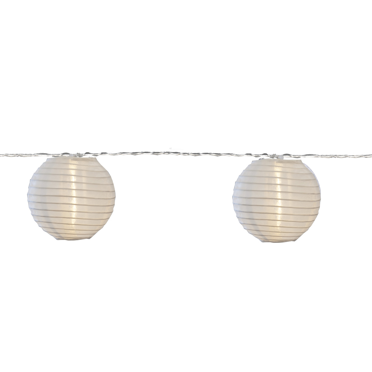 LED Lichterkette "Festival" - 10 weiße Lampions mit warmweißen LED - 4,5m - inkl. Trafo - 10m Kabel