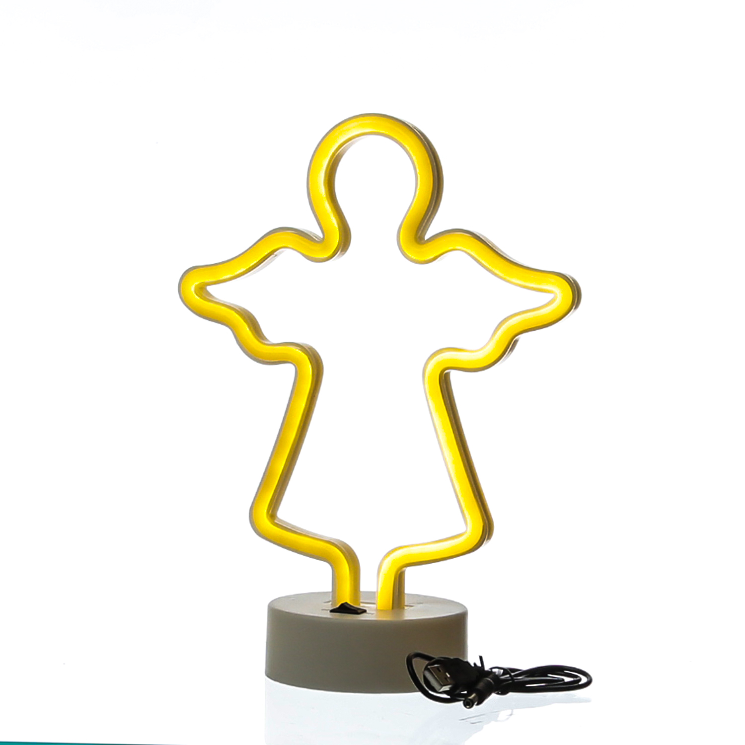 LED NEON Figur ENGEL - Neon Schild - H: 28cm - Batterie oder USB Betrieb - stehend - warmweiß