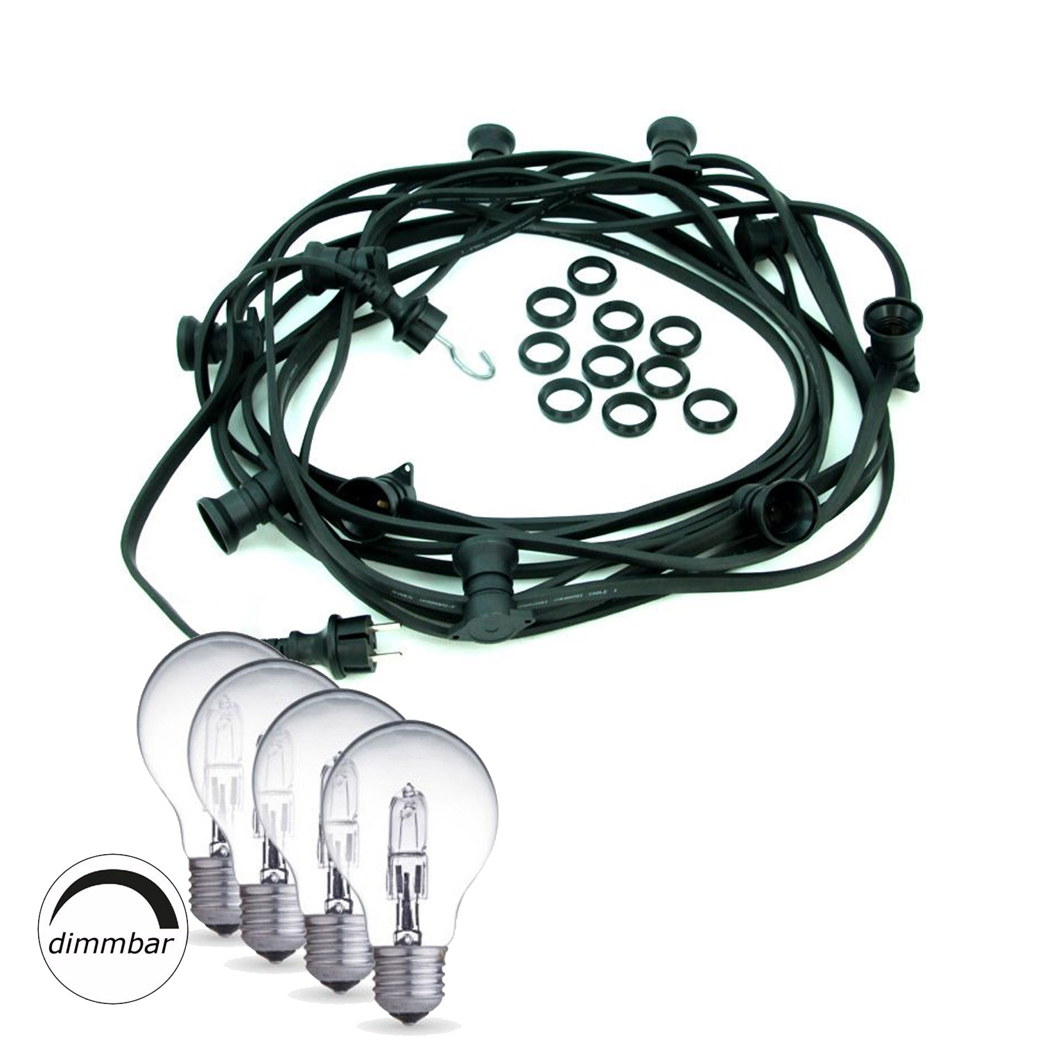 Illu-/Partylichterkette BLACKY 30m - Außenlichterkette schwarz - 30 dimmbare Halogenlampen