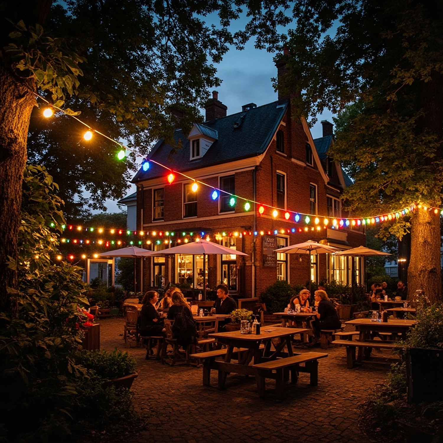 Illu-/Partylichterkette 40m - Außenlichterkette weiß - Made in Germany - 40 bunte LED Tropfenlampen