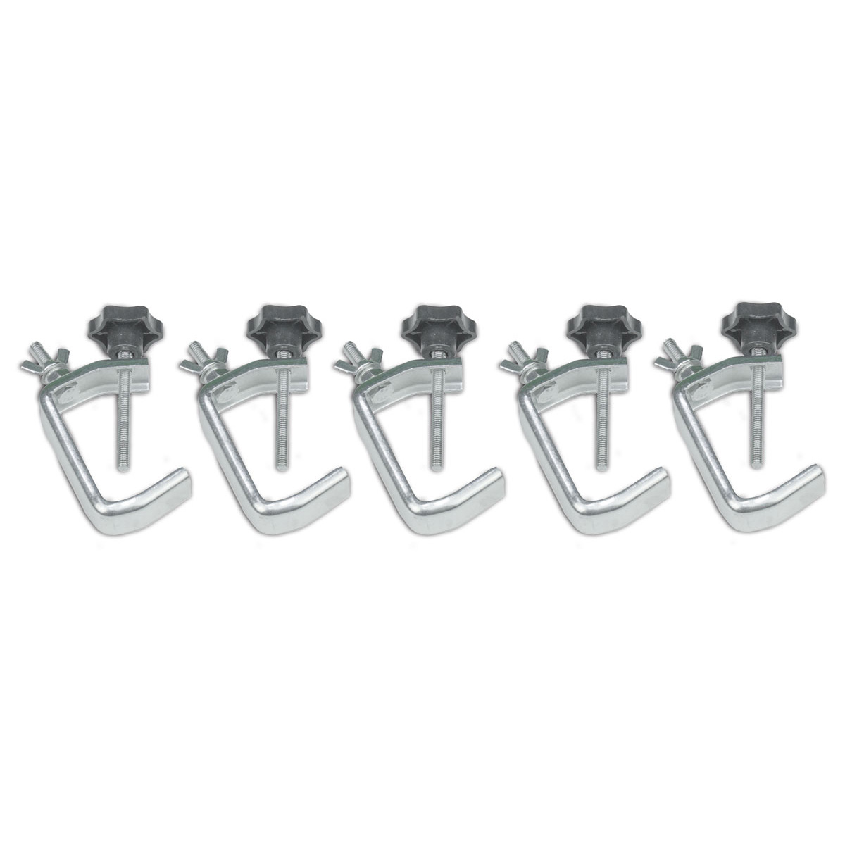 Party Clamp Set silber (5 Stück) - kompakter Haken für kleine Effekte und Scheinwerfer - bis 5kg Party Clamp Set silber (5 Stück) - kompakter Haken für kleine Effekte und Scheinwerfer - bis 5kg