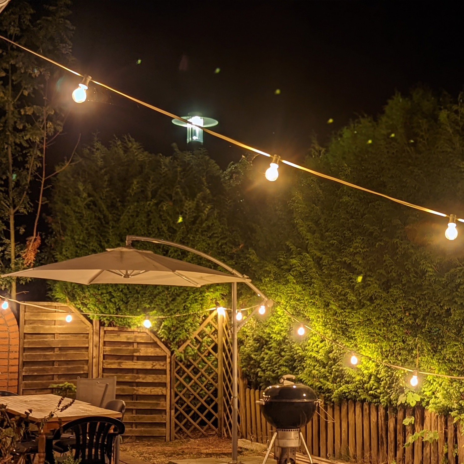 Illu-/Partylichterkette 40m - Außenlichterkette grün - 40x E27 EDISON LED Filamentlampen