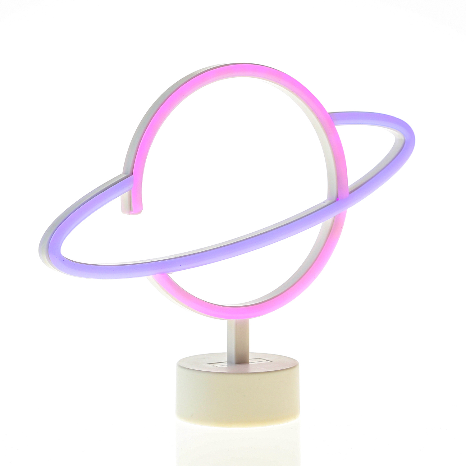 LED NEON Figur PLANET - Dekoleuchte - H: 24cm - Batterie oder USB Betrieb - stehend - blau/pink