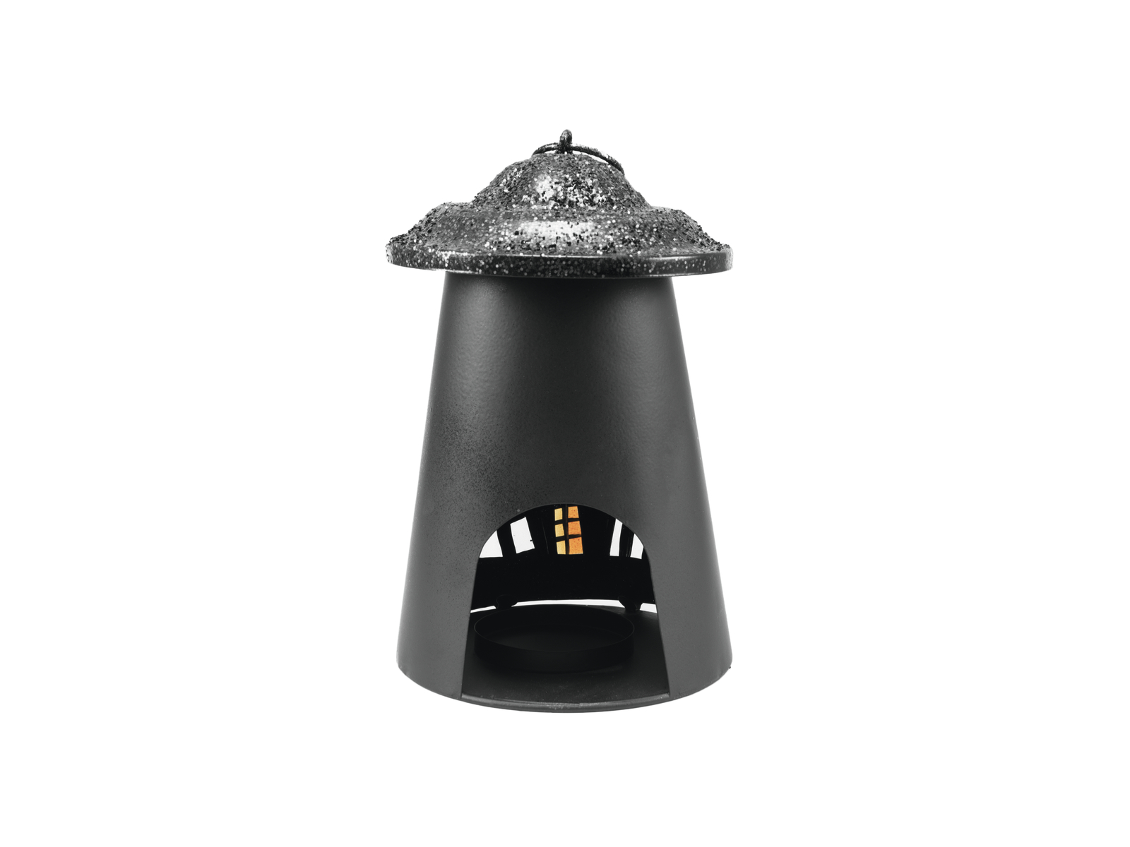 Laterne "Spukschloss" aus Metall - 23cm - mit Glasscheibe - für große Teelichter oder LED Kerzen