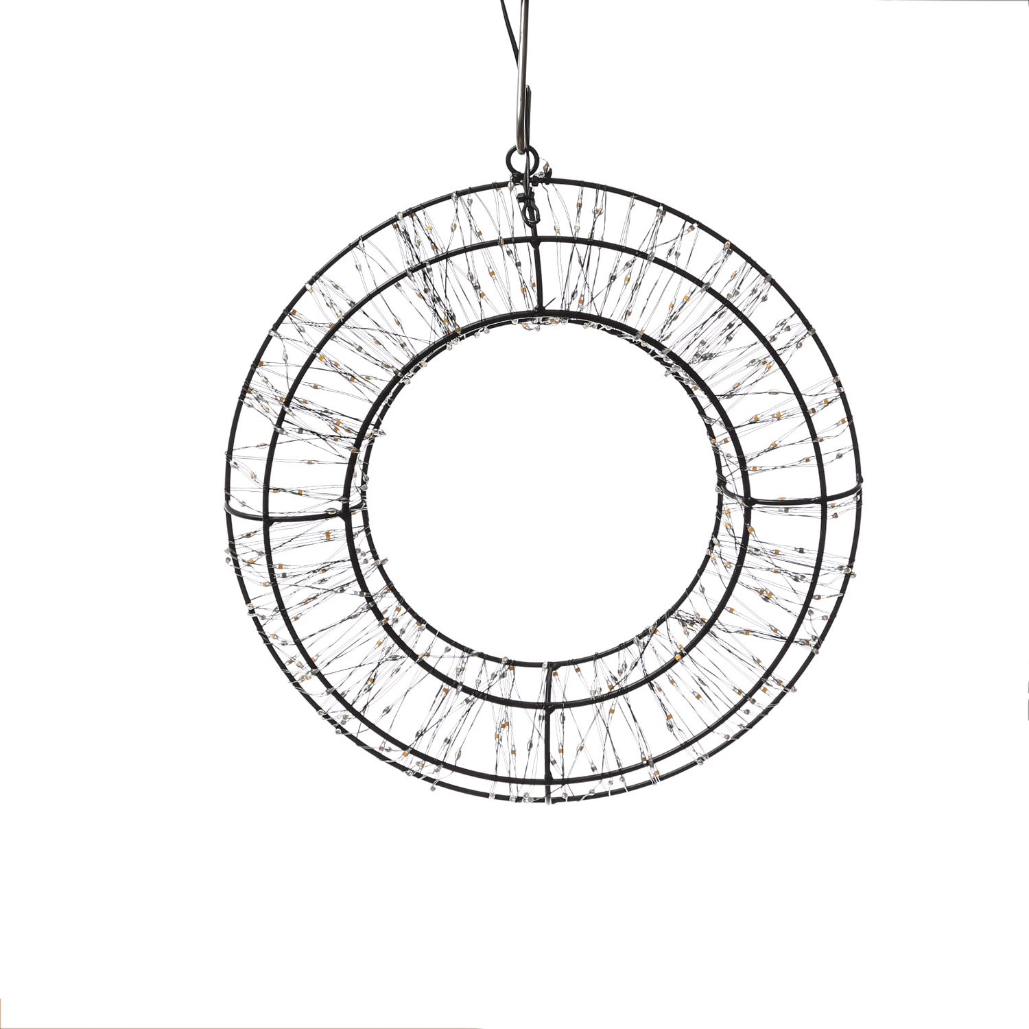 LED Kranz abgeflacht - Lichterkranz mit 400 bernstein LED - D: 30cm - 8Modi/Timer - Innen/Außen