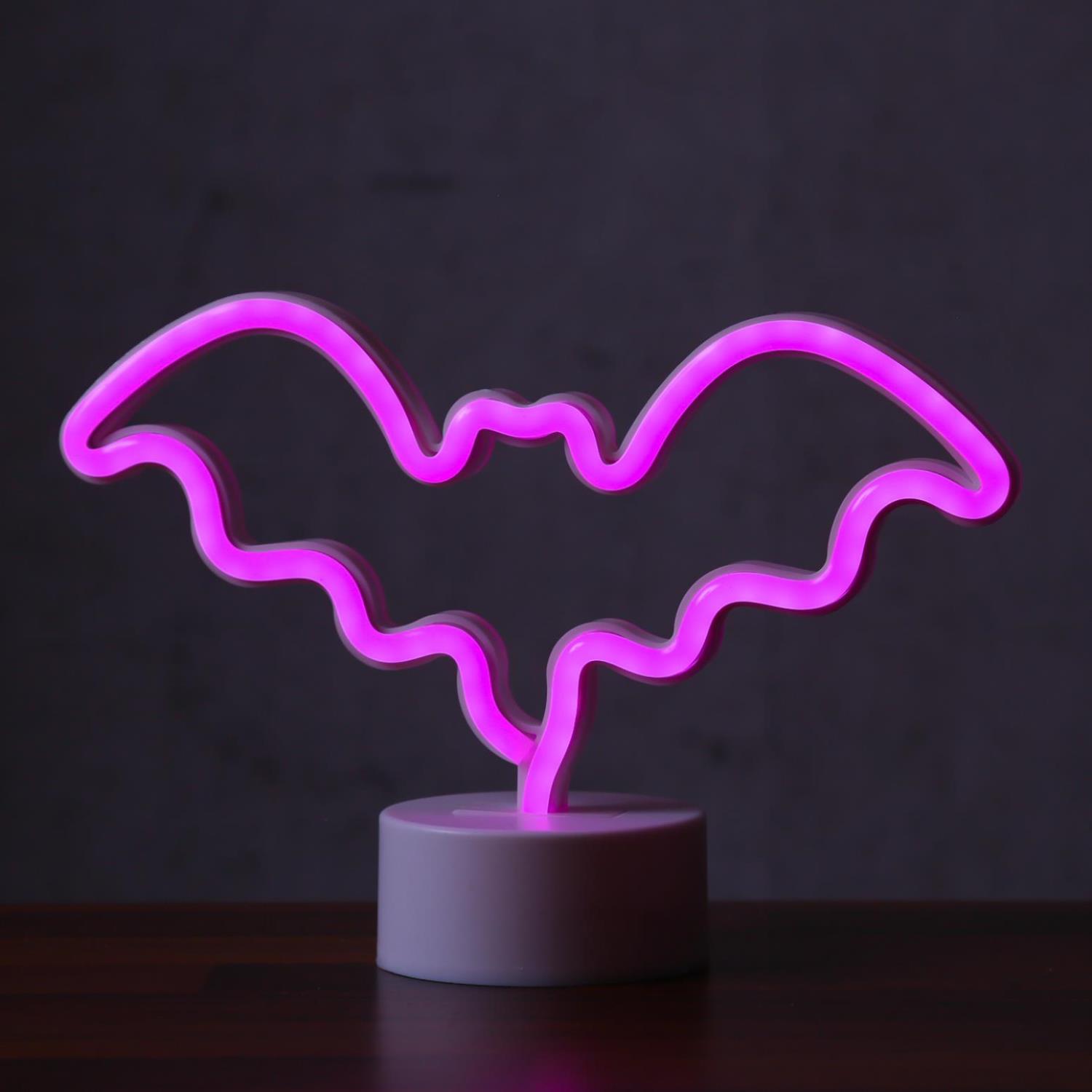 LED NEON Figur FLEDERMAUS - Dekoleuchte - H- 17cm - Batterie oder USB Betrieb - stehend - pink LED NEON Figur FLEDERMAUS - Dekoleuchte - H- 17cm - Batterie oder USB Betrieb - stehend - pink