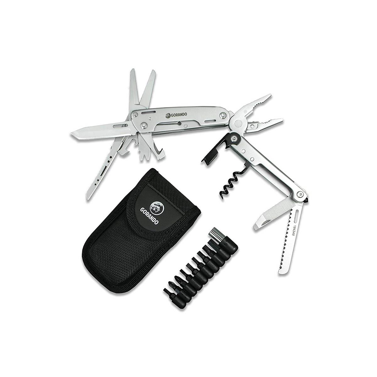 GORANDO® Multitool – 16in1 CITY JUNGLE | Multifunktions Taschenmesser | Edelstahl Werkzeuge zum Klappen | große Schere GORANDO® Multitool – 16in1 CITY JUNGLE | Multifunktions Taschenmesser | Edelstahl Werkzeuge zum Klappen | große Schere